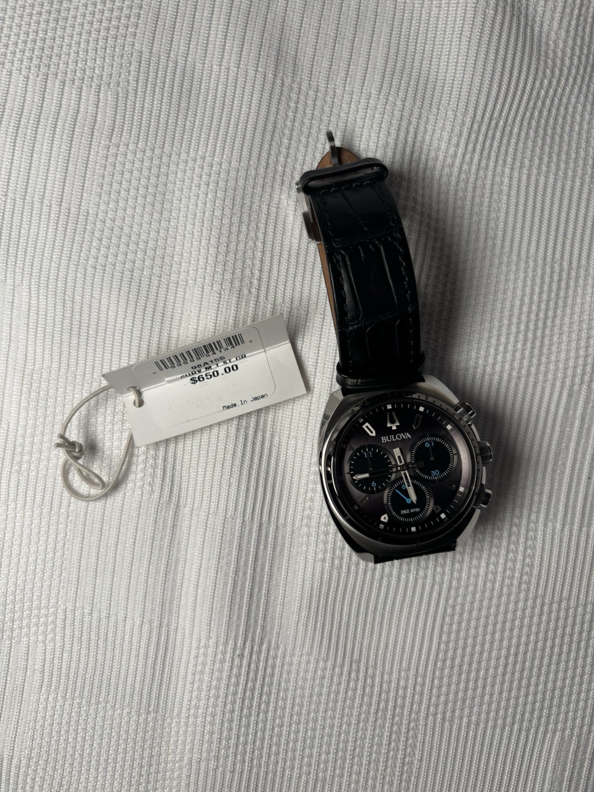 Bulova 98A155 Men’s Chronograph Curv Leather Strap Watch 43mm