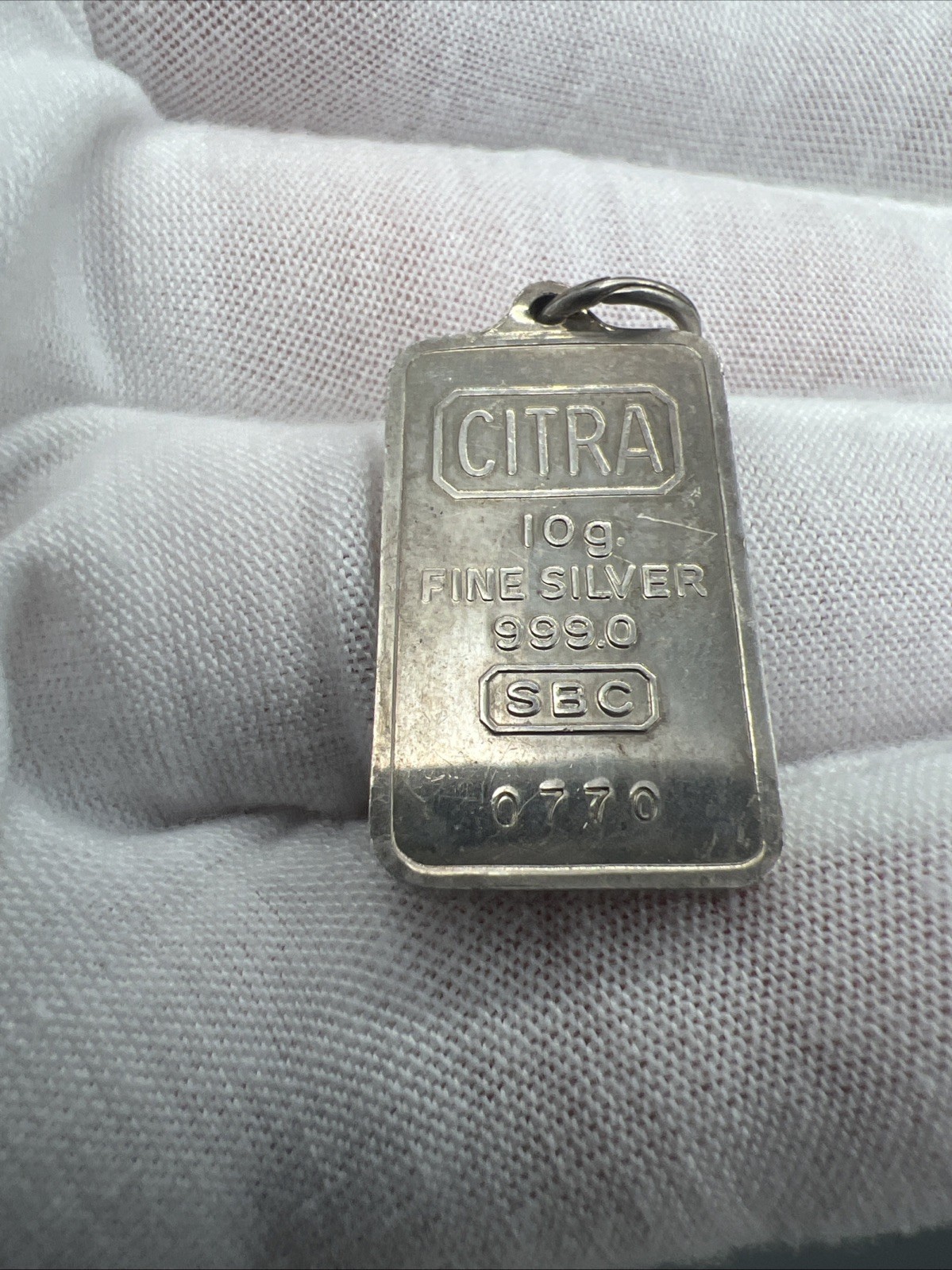 CITRA SBC VINTAGE 999 FINE SILVER 10 GRAMS BAR PENDANT
