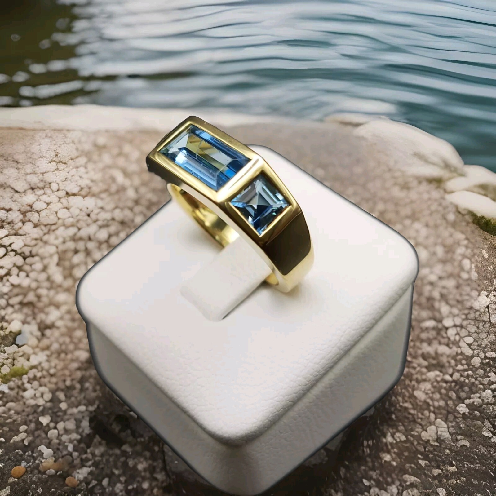 Tiffany & Co. Paloma Picasso 18kt Gelbgold Ring mit Blautopas Vintage