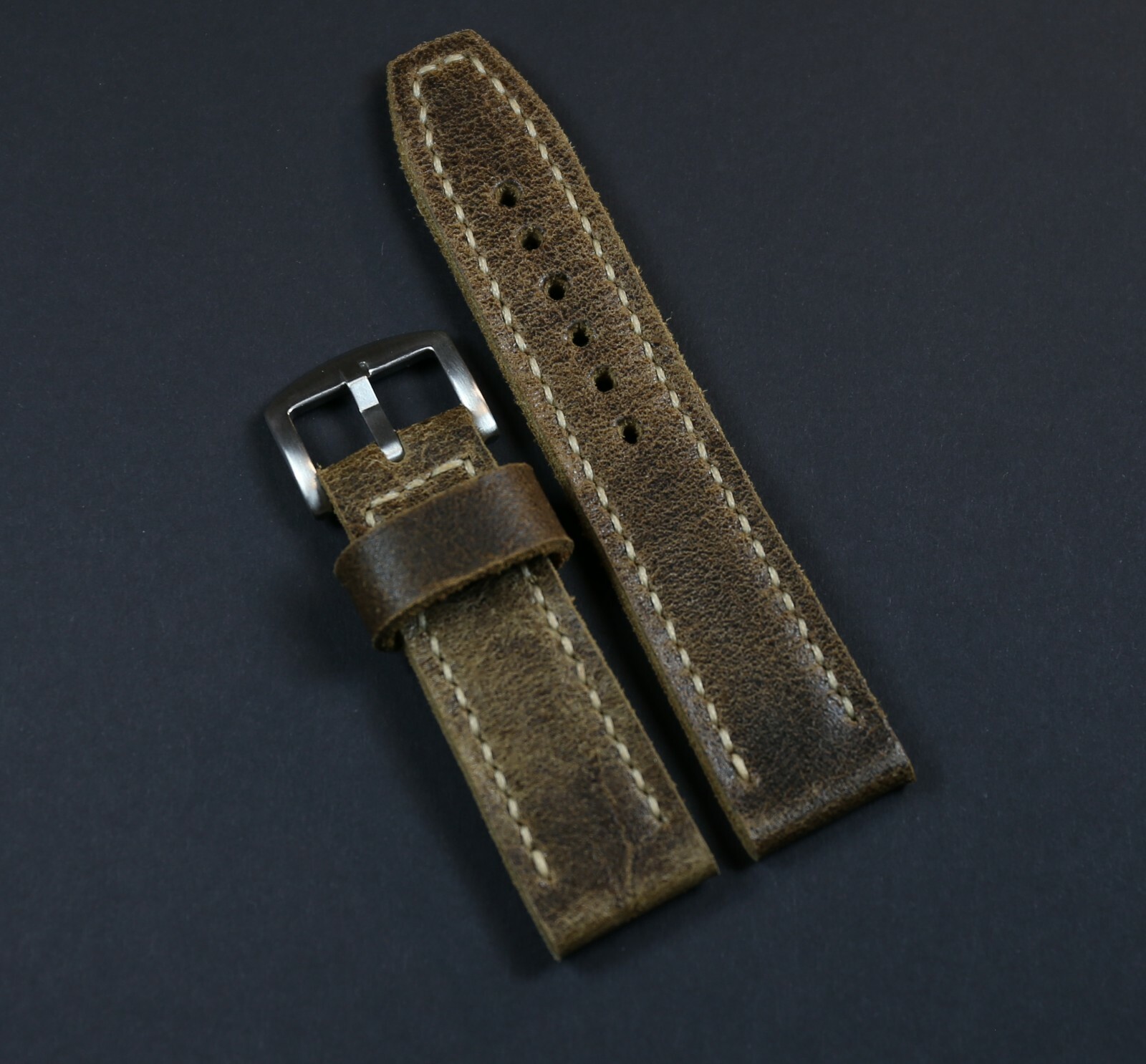 Brown Leather Watch band Soft Thick Distressed for PAM Handmade strap 18 – 26mm