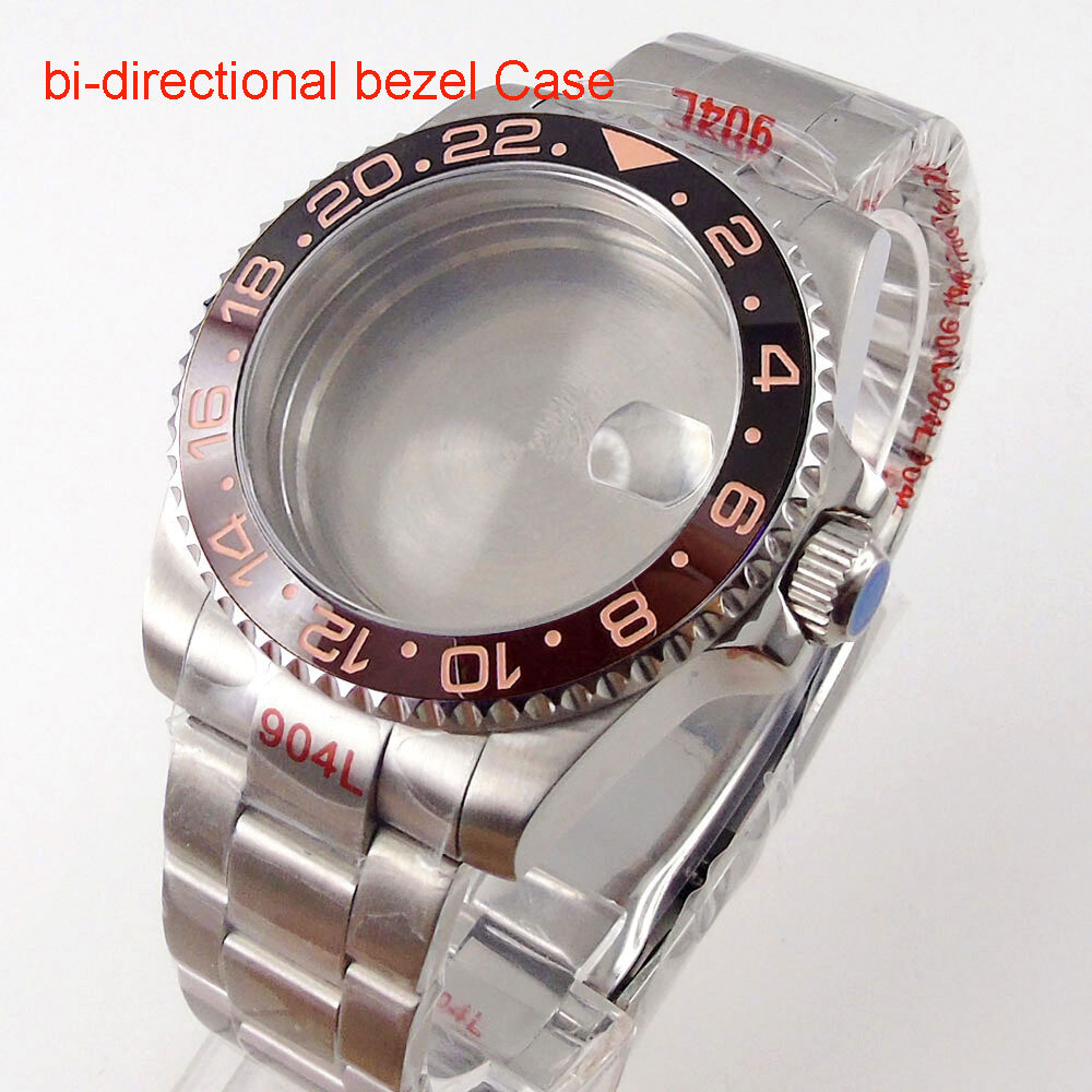 40MM SUB GMT bidirectional bezel Watch Case Sapphire Fit NH34 NH35 NH36 2824
