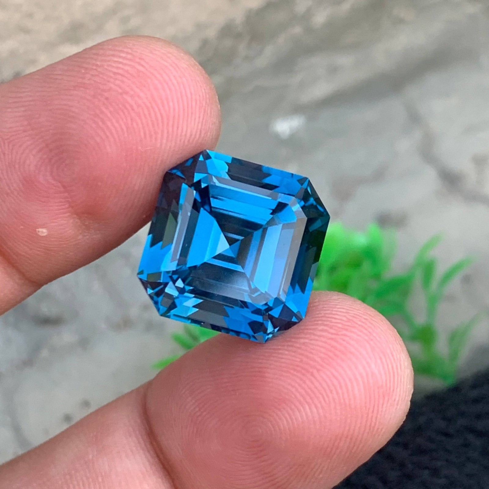 23.80 Carats Natural London Blue Topaz Stone Asscher Cut From African