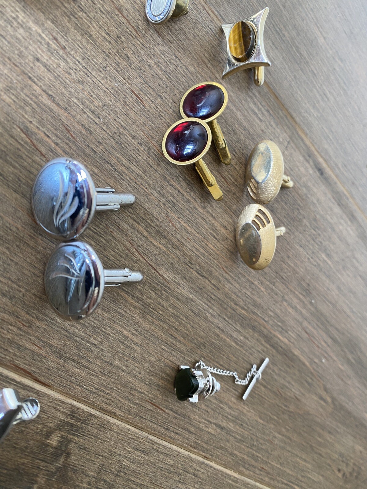 Vintage Lot 14 Pairs Cufflinks 9 Tie Tack Pins+ Anson, Speidel, Swank ,Speidel