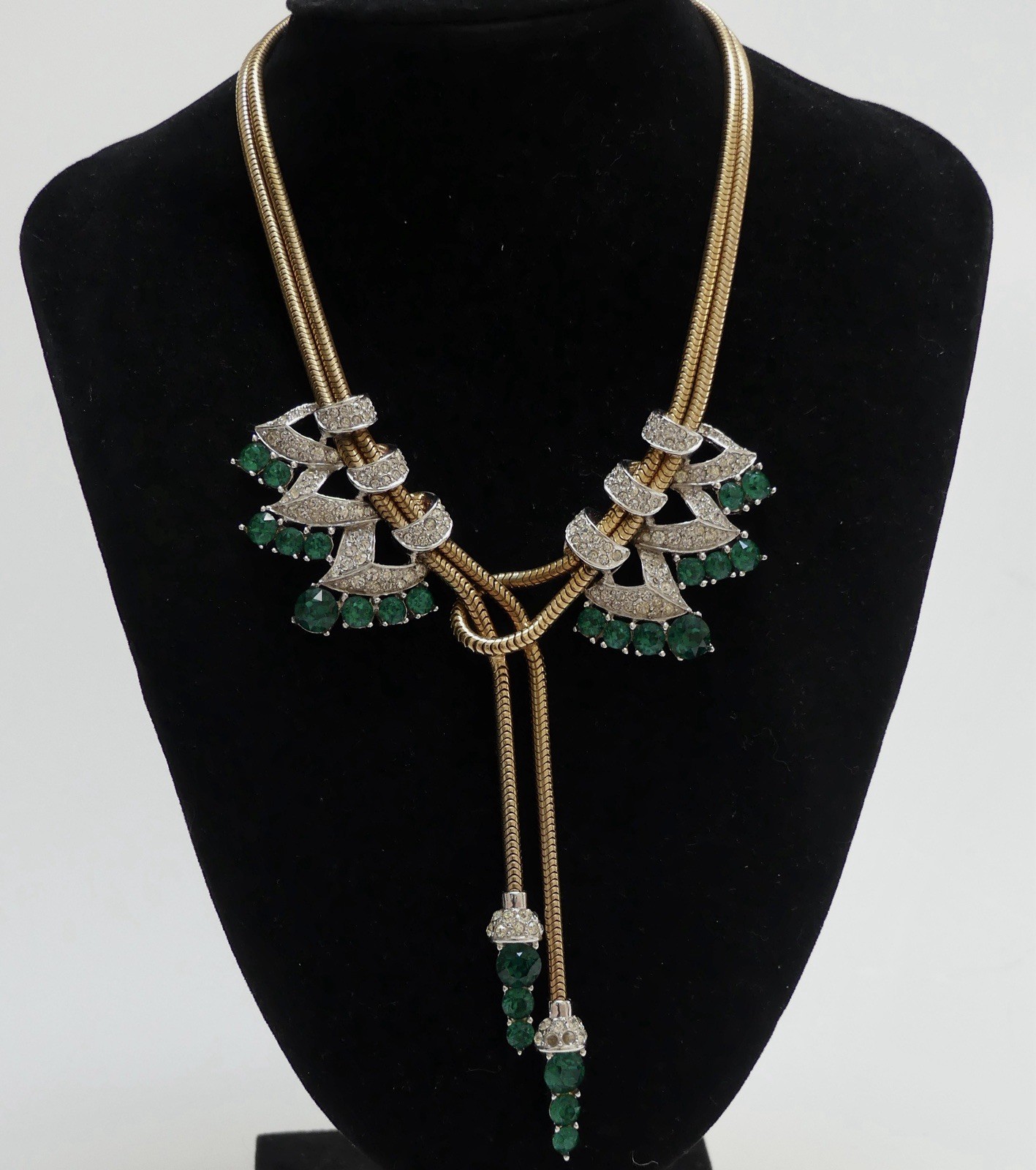 MARCEL BOUCHER Emerald Green Necklace 1940s HTF