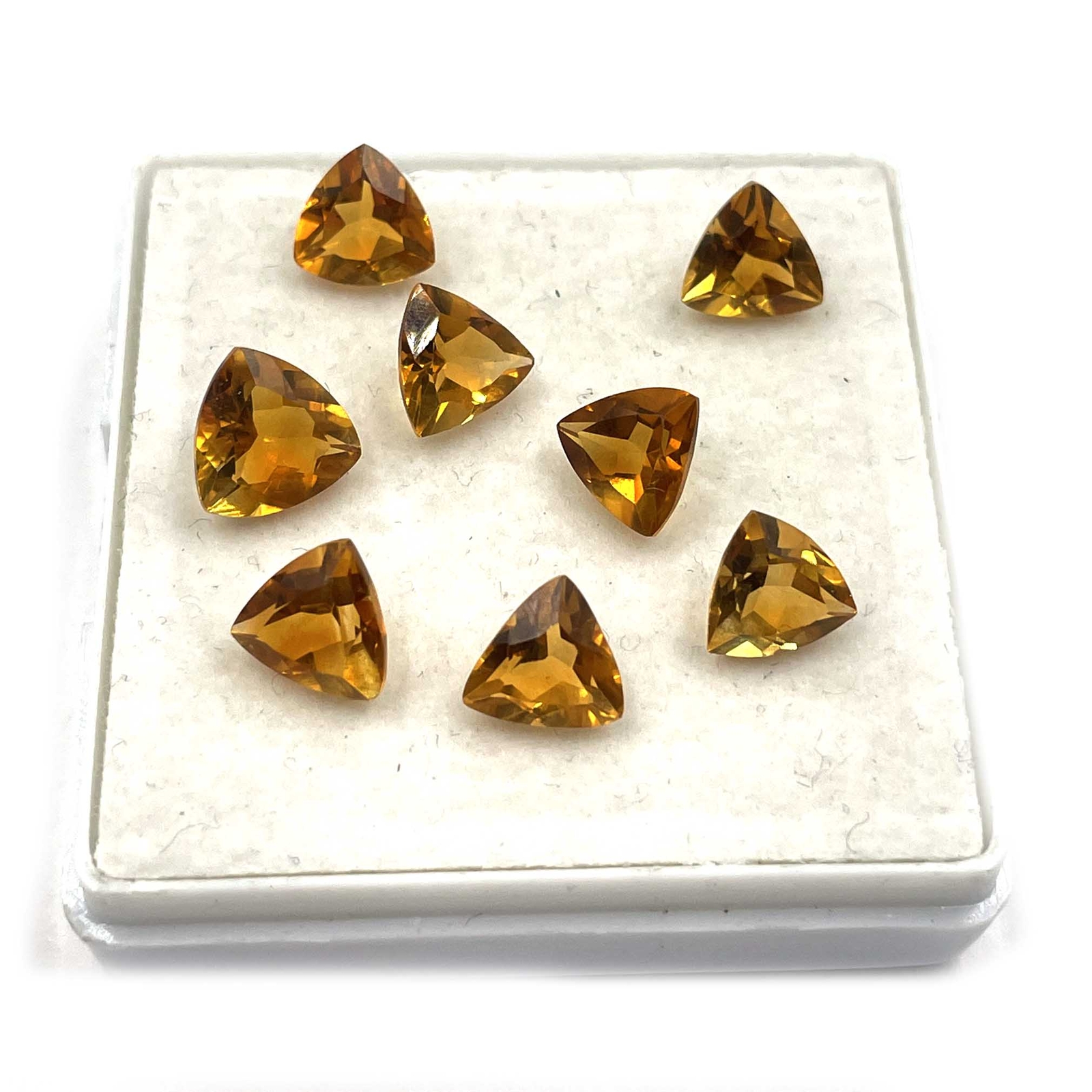 Natural Brandy Citrine Trillion Cut Loose Gemstone Lot 8 Pcs 7-8 MM 8 CT