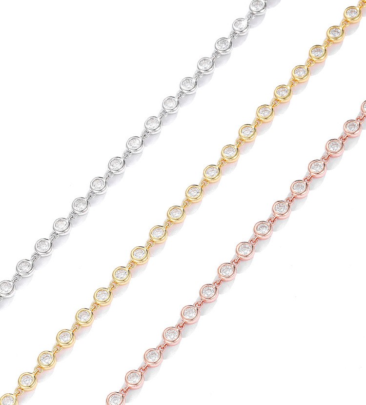 3-4mm Moissanite Tennis Chain Necklace Sweater neck chain 925 Sterling Silver