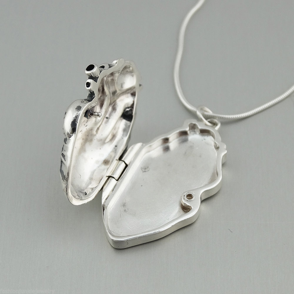 Anatomical Heart Locket Necklace – 925 Sterling Silver – Love Lifelike Human SN