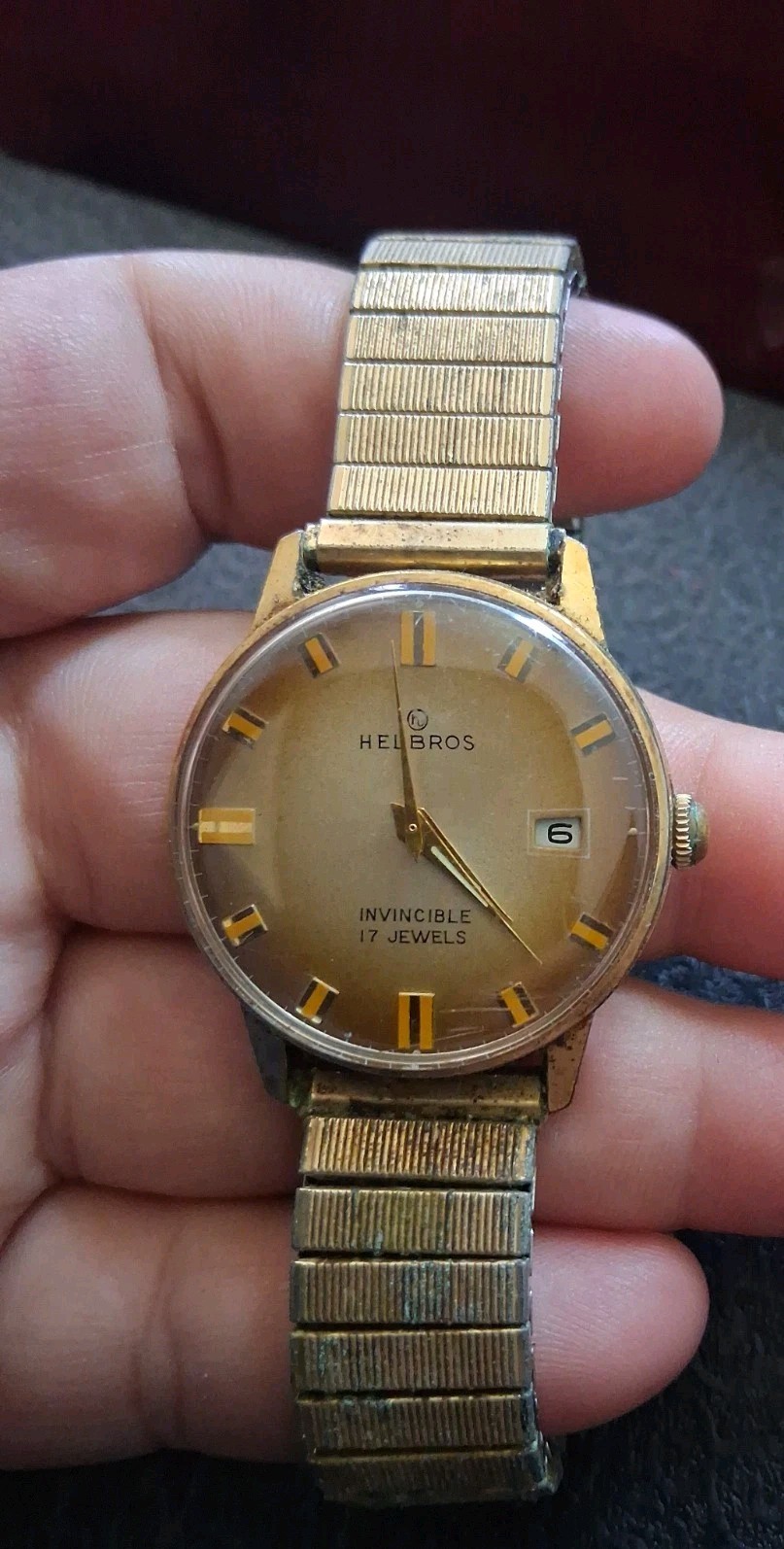 HELBROS INVINCIBLE 17 Jewels Hand Wind Watch Not Tested