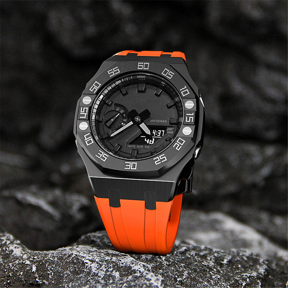 Premium Stainless Steel Case + Silicone Strap AP Mod Kit Set for G-Shock GA-2100