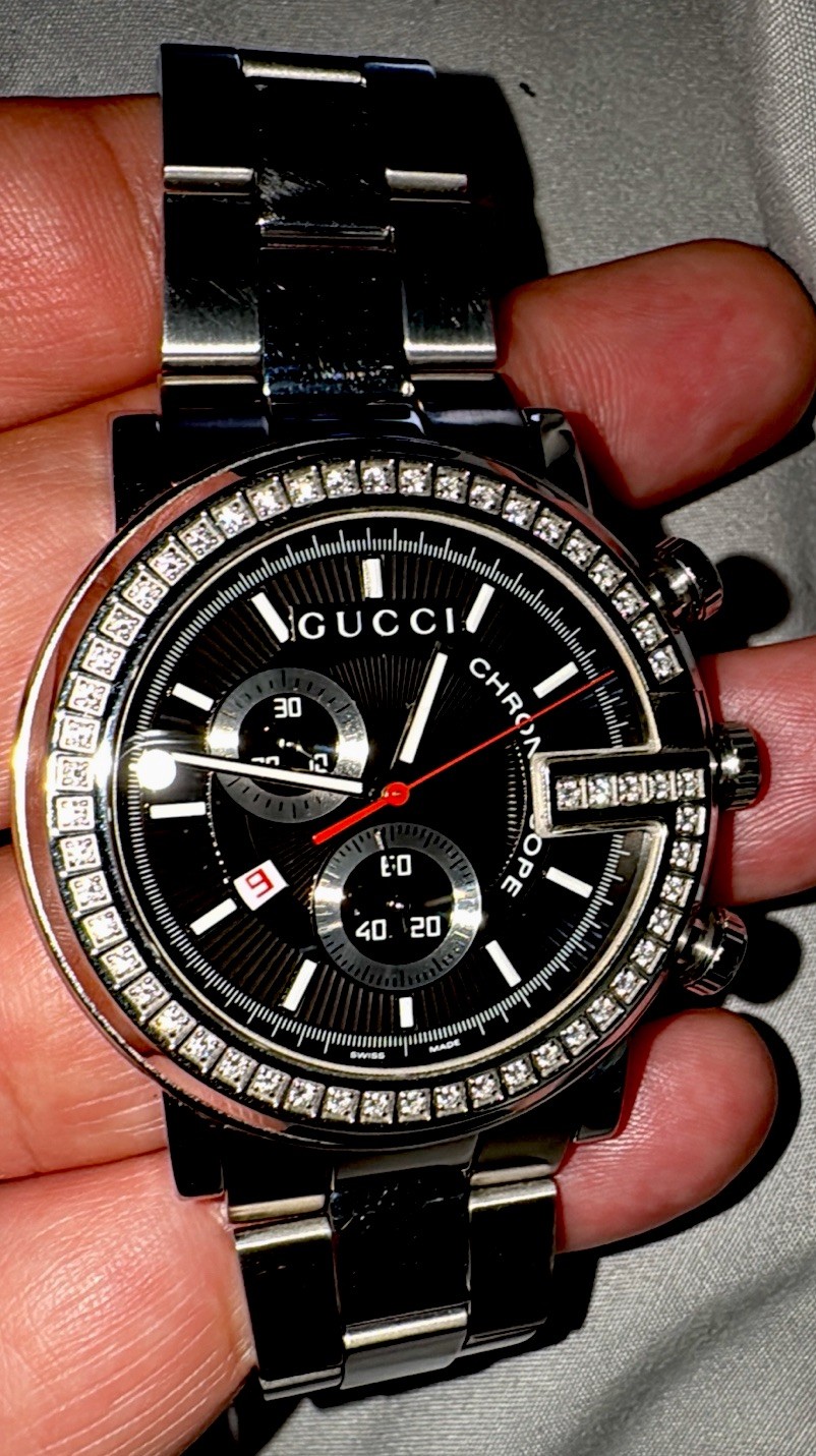 Mens Gucci 101M Chronoscope Diamond Watch Factory Set Luxury Joe Rodeo Benny Co