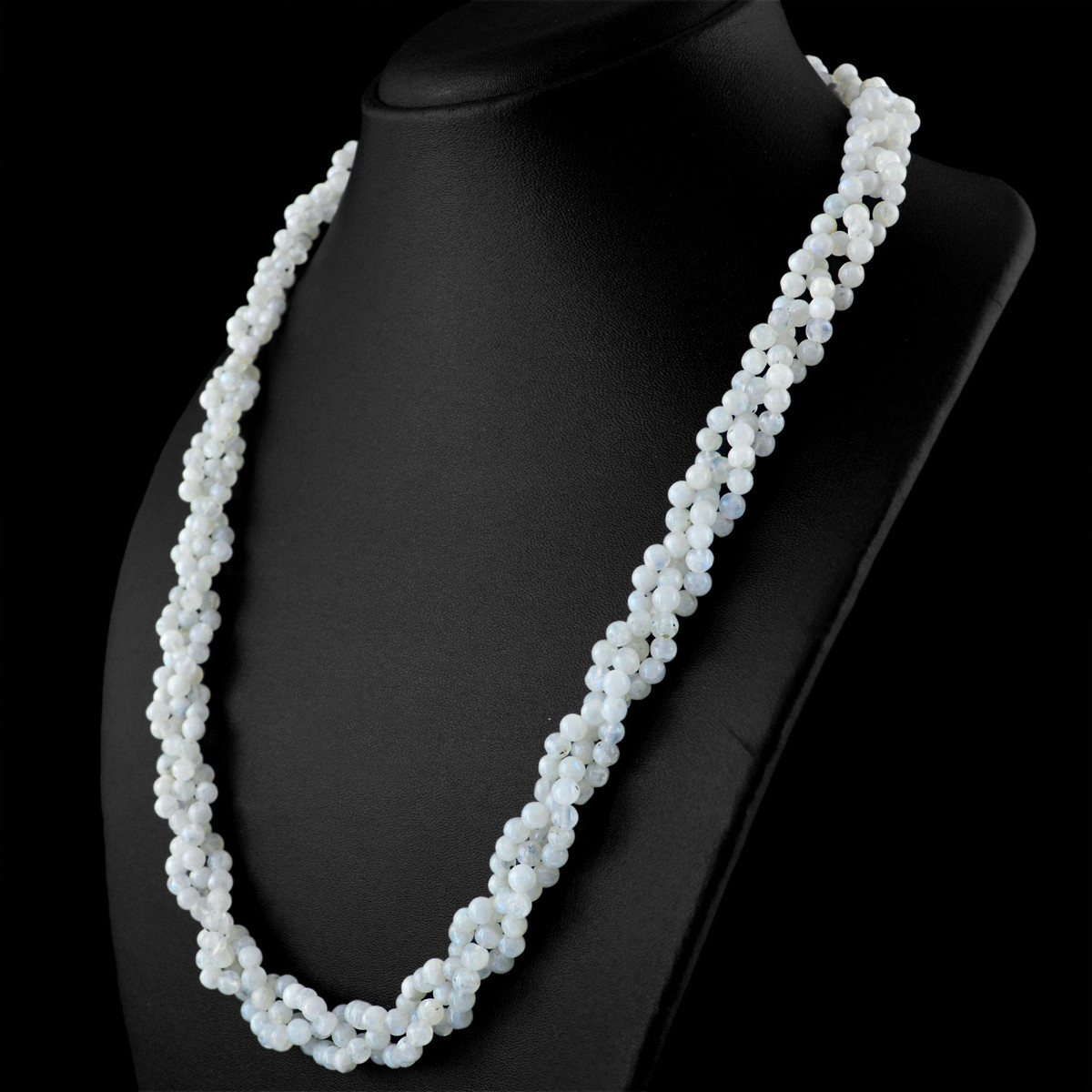 Party Wear 258.00 Cts Natural Round Shape Blue Flash Moonstone Beads Necklace