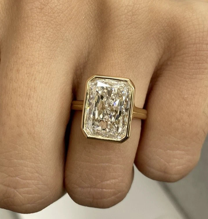 Radiant Cut Diamond Ring IGI Certified Lab Grown 14k Yellow Gold 6 Ct VVS E F