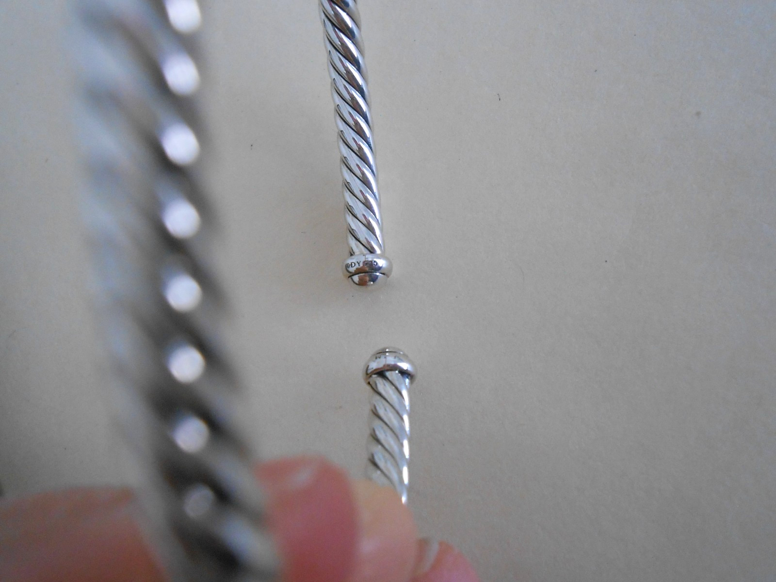 New David Yurman sterling Silver 4mm Cable Flex Bracelet 6.75″