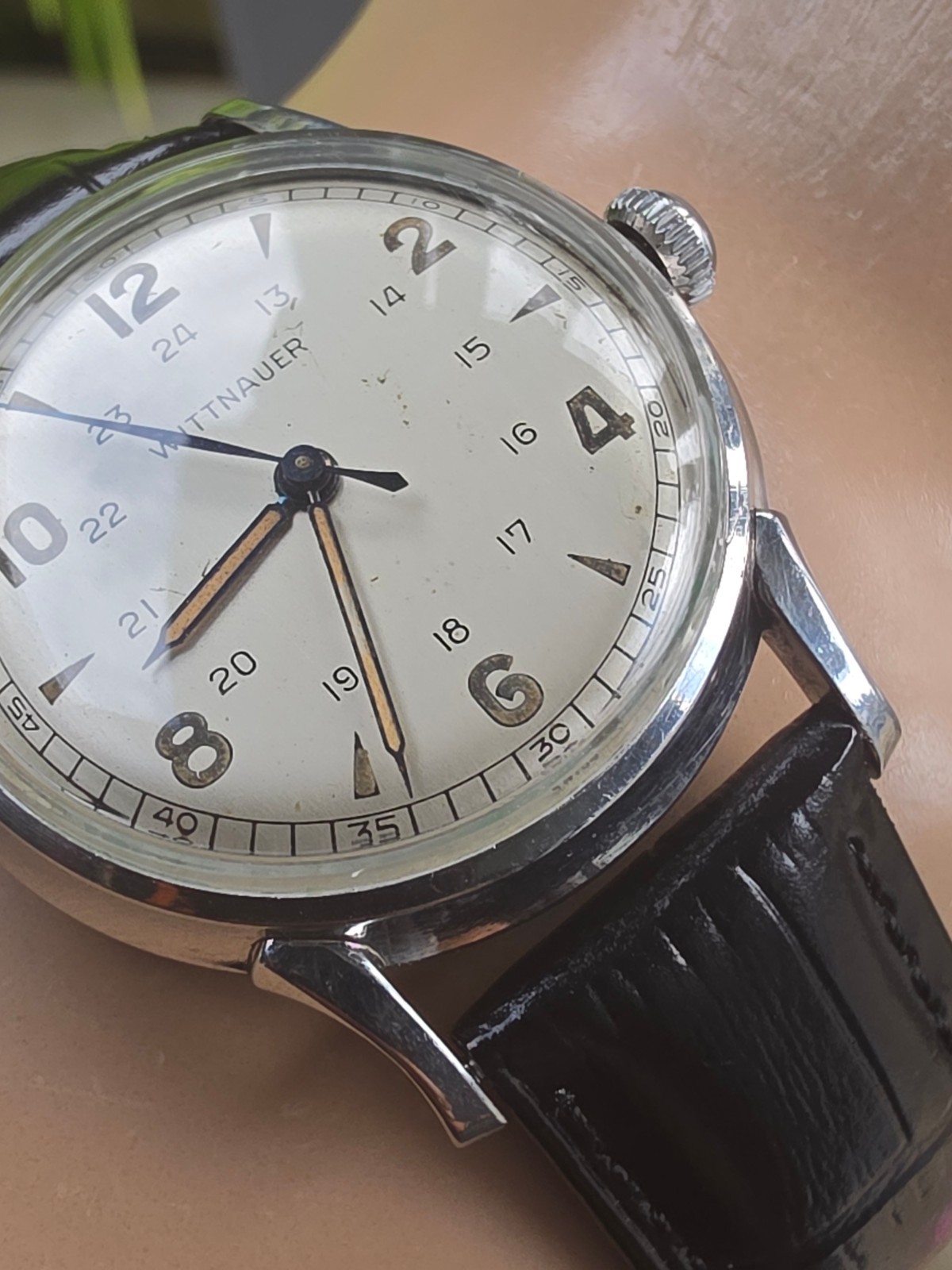 Vintage WITTNAUER men’s manual wind watch Military Style 24H dial 1950s