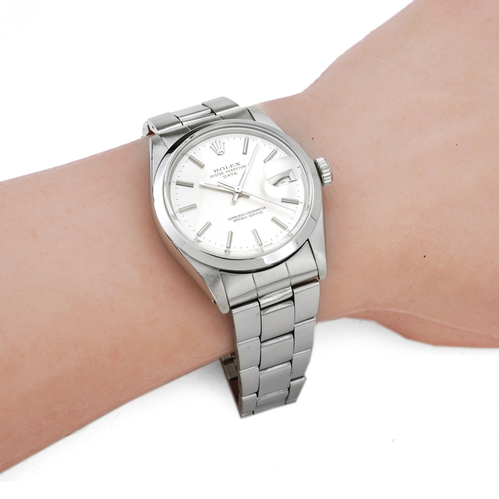 ROLEX Oyster Perpetual Date 1500 Automatic Silver Dial Men