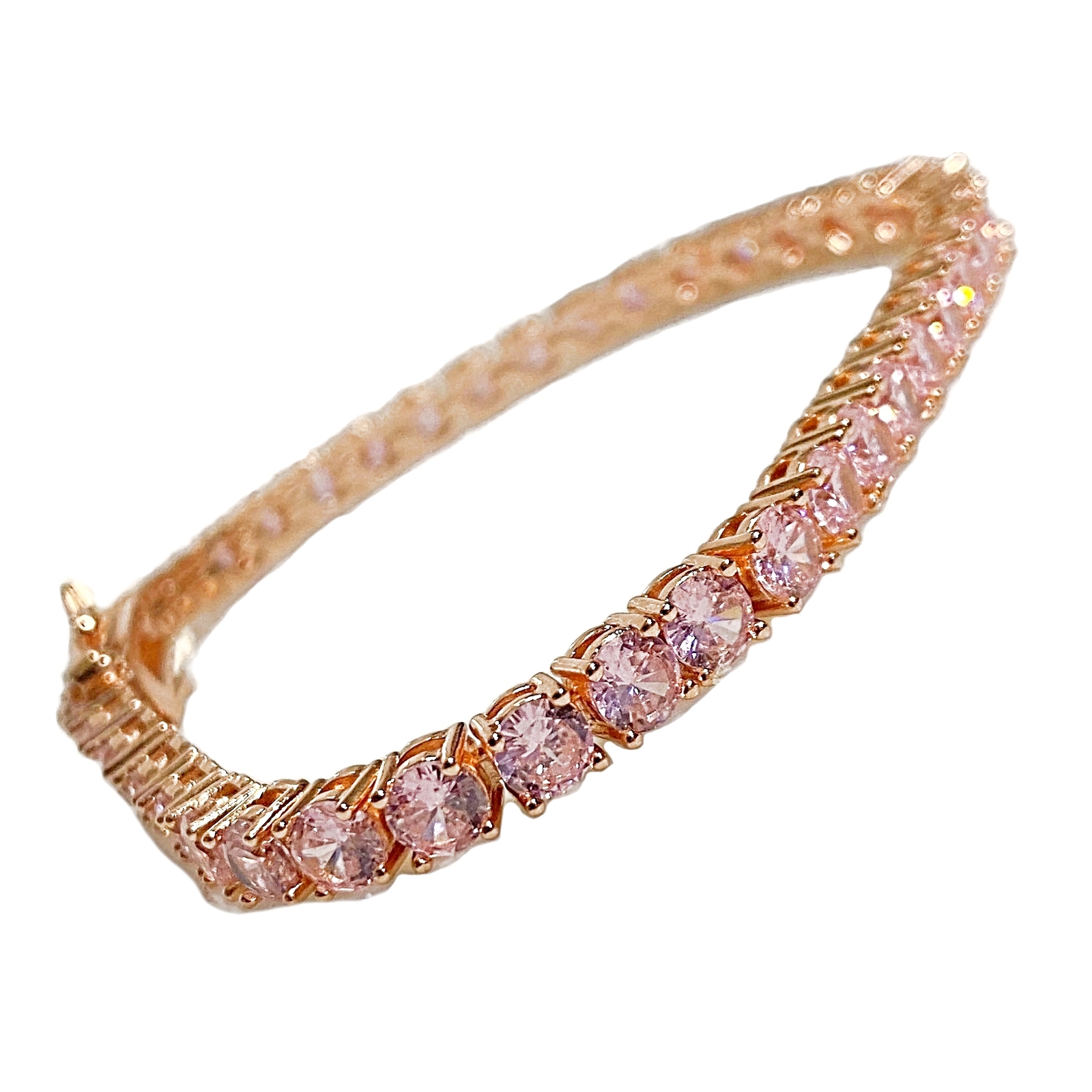 Tennis Bracelet Pink Iced Rose Gold Plated Simulated CZ 4MM Thick 7″ or 8″