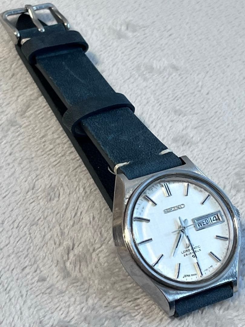 SEIKO LORD MATIC LM 5606-7010 Men’s Wristwatch Black Leather Band Japan