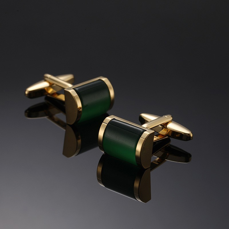 Vintage Men Cufflinks Jewelry Green Gold Cuff Link for Man 1 Pair of Shirt Links