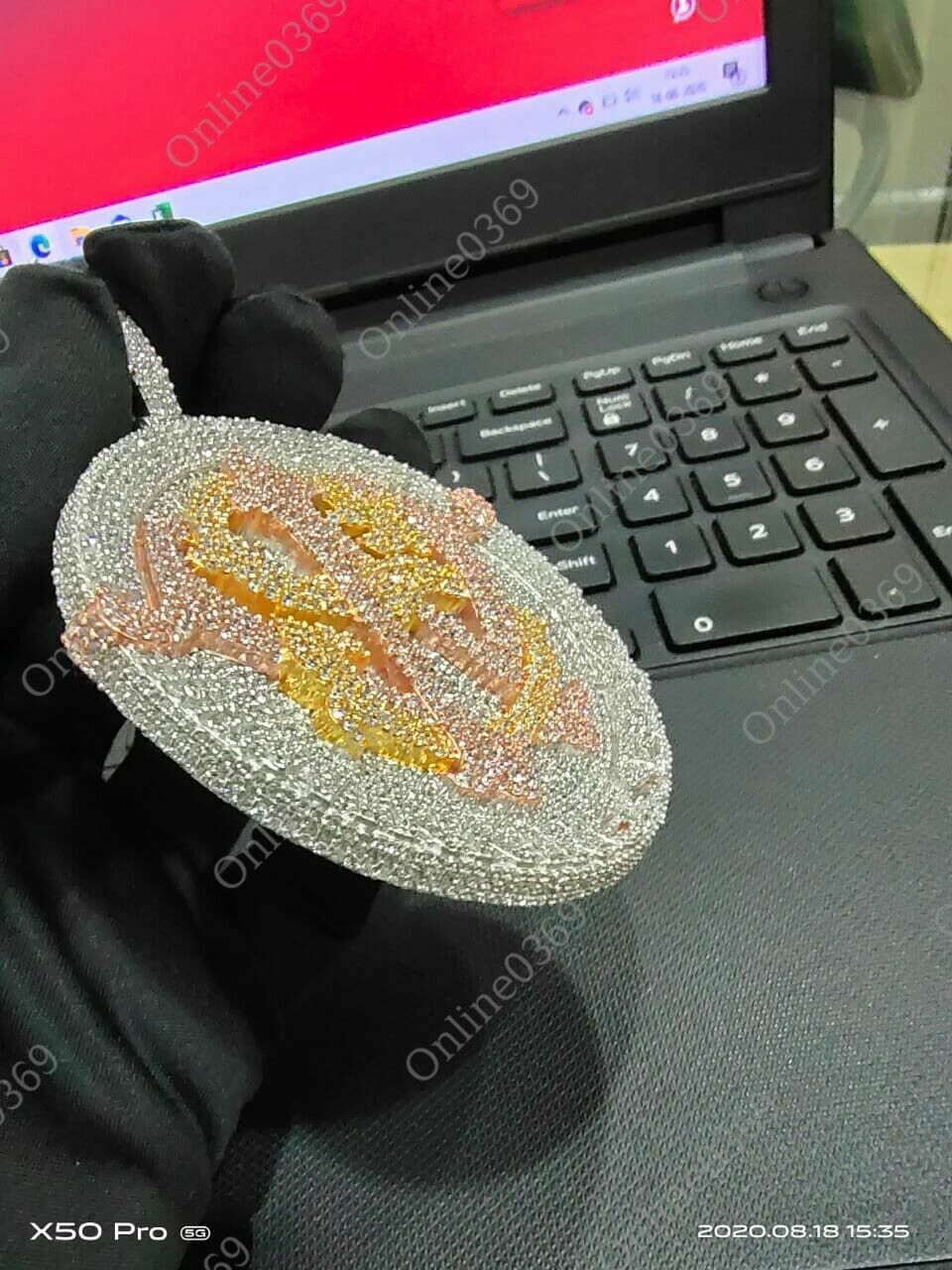 Men’s “Winning Season” Cubic Zirconia Pendant 14k White Gold Plated SIlver
