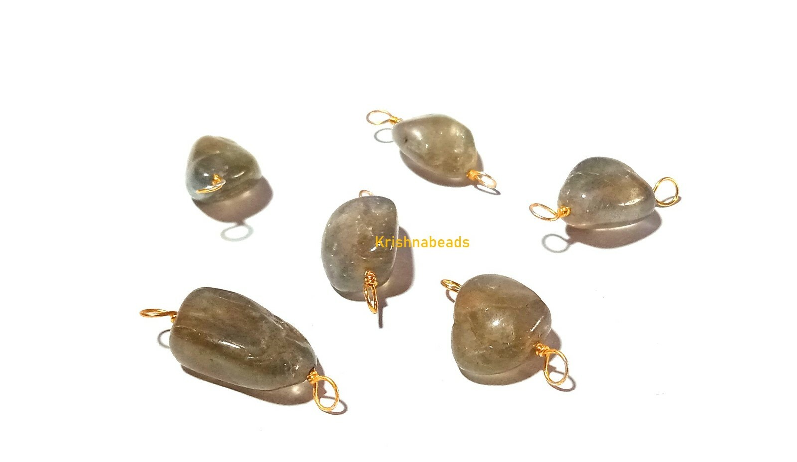 Labradorite Nugget Smooth 10×13-10x18mm 24k Gold Plated Wire 25Pecs