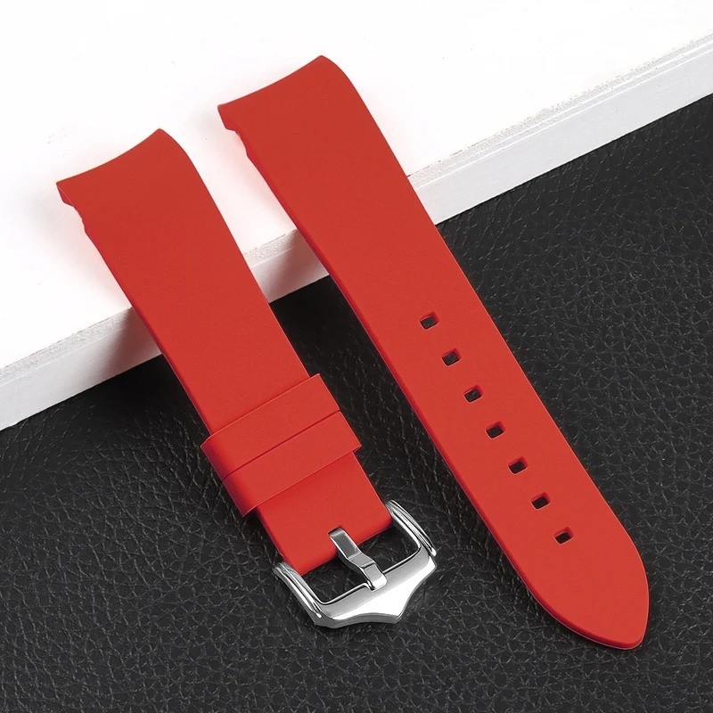 Curved End Silicone Bracelet Rubber Watch Band Strap Butterfly Clasp 18-24mm