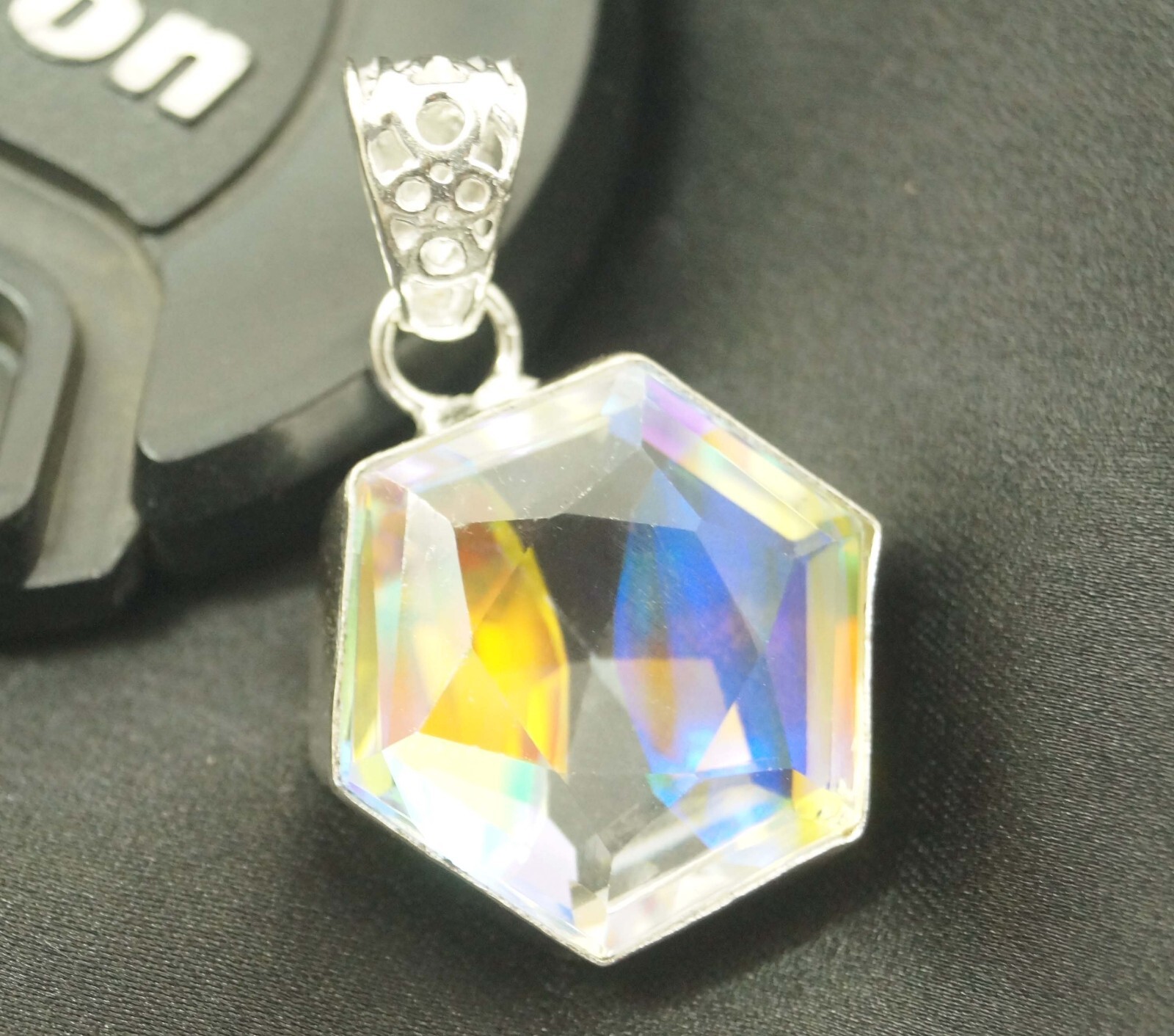 43.55 Ct Natural Rare Mystic Topaz Multi Color 925 Solid Silver Pendant Gemstone