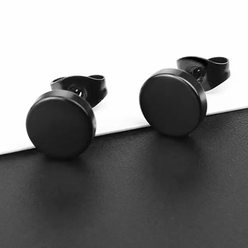 1 Pairs Punk Stainless Steel Stud Earrings Black Earrings Set For Men Women