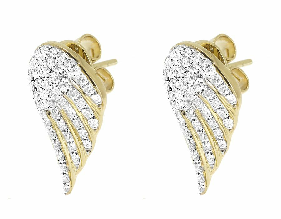 1.2ct Round Cut Lab-Created Moissanite Angel Wing Stud Earrings Gold Plated