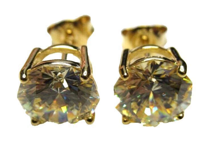 GTL BBI Sterling Silver 925 Yellow Cubic Zirconia Stud Earrings NWOT