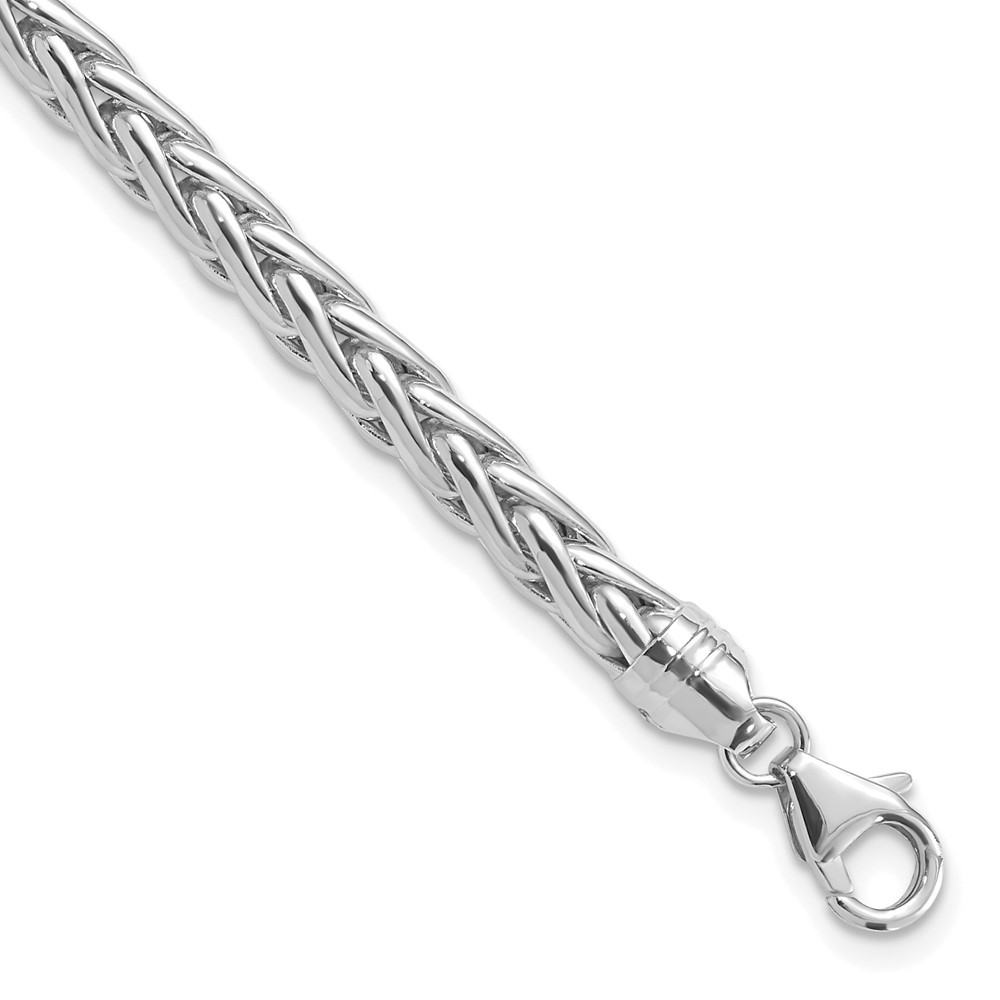 14k White Gold Polished 8.25in Wheat Chain Men’s Bracelet 8.25″