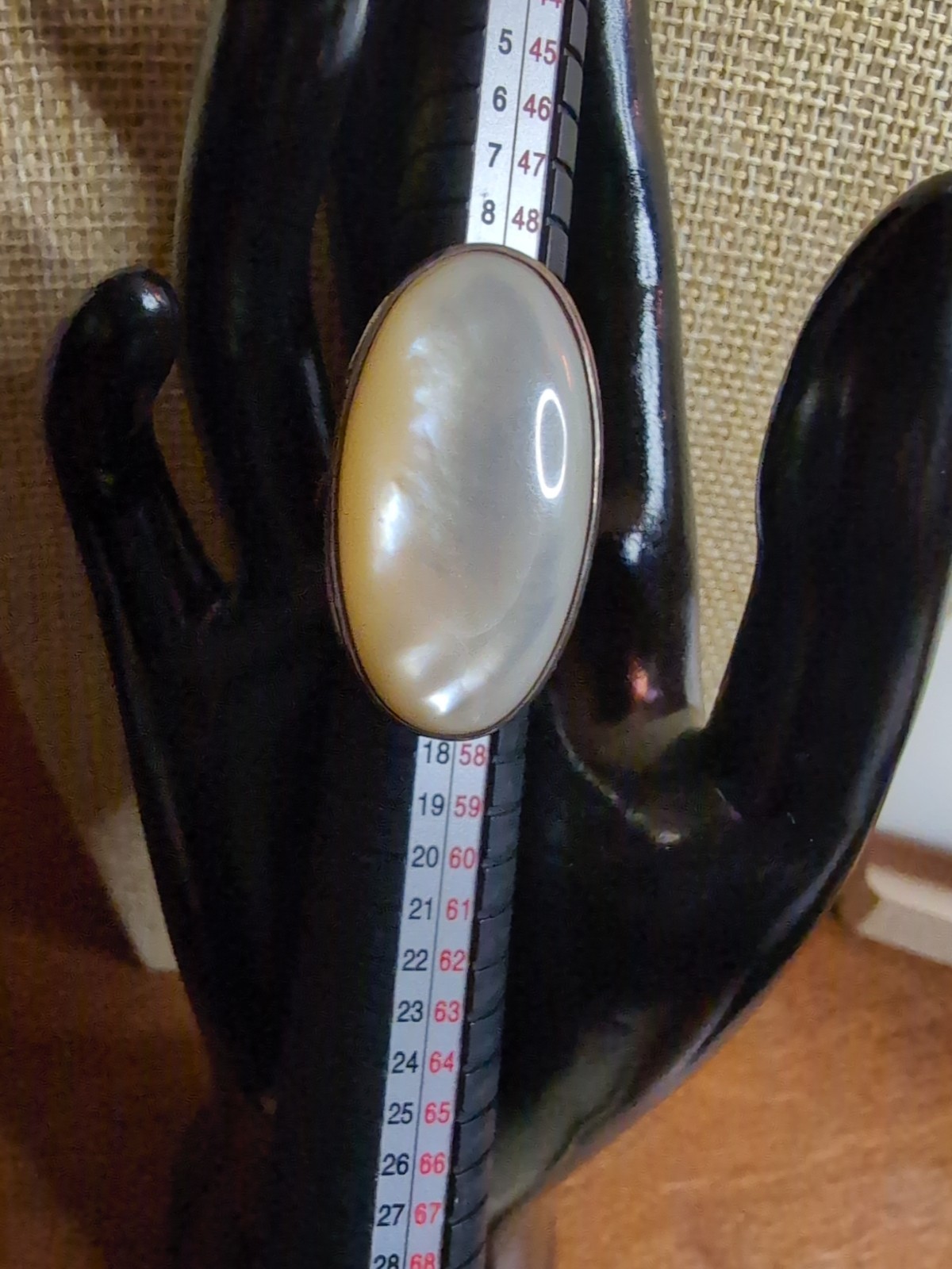Heavy 925 Sterling Silver MOP Ring 40g Modernist Statement Size 6.75