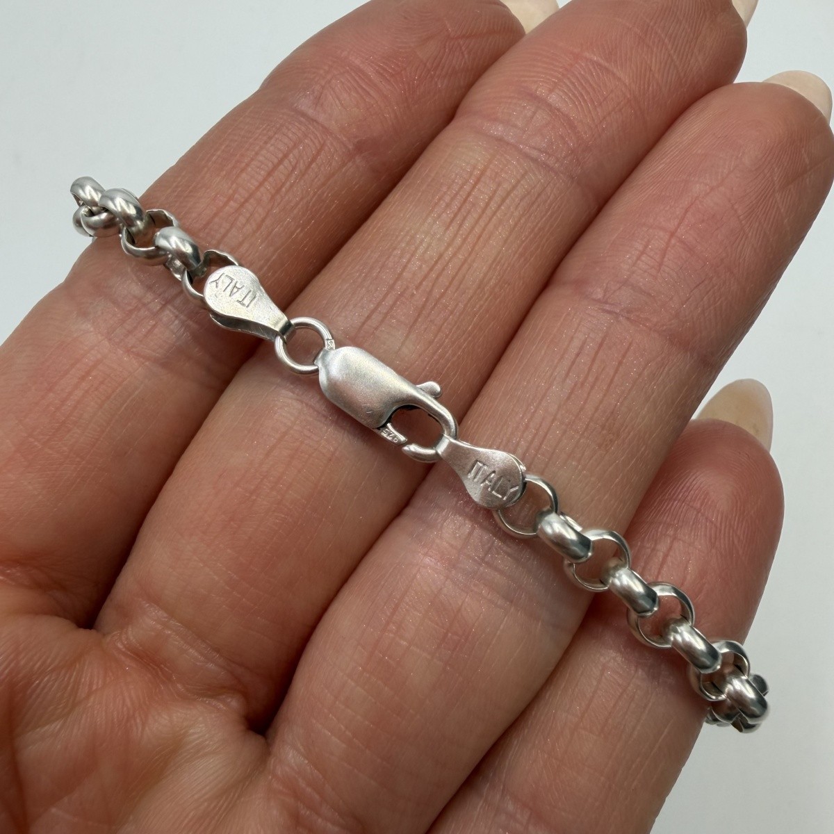 Long Vintage 925 Silver Rolo Belcher Chain Necklace Oxidized Unisex 84cm