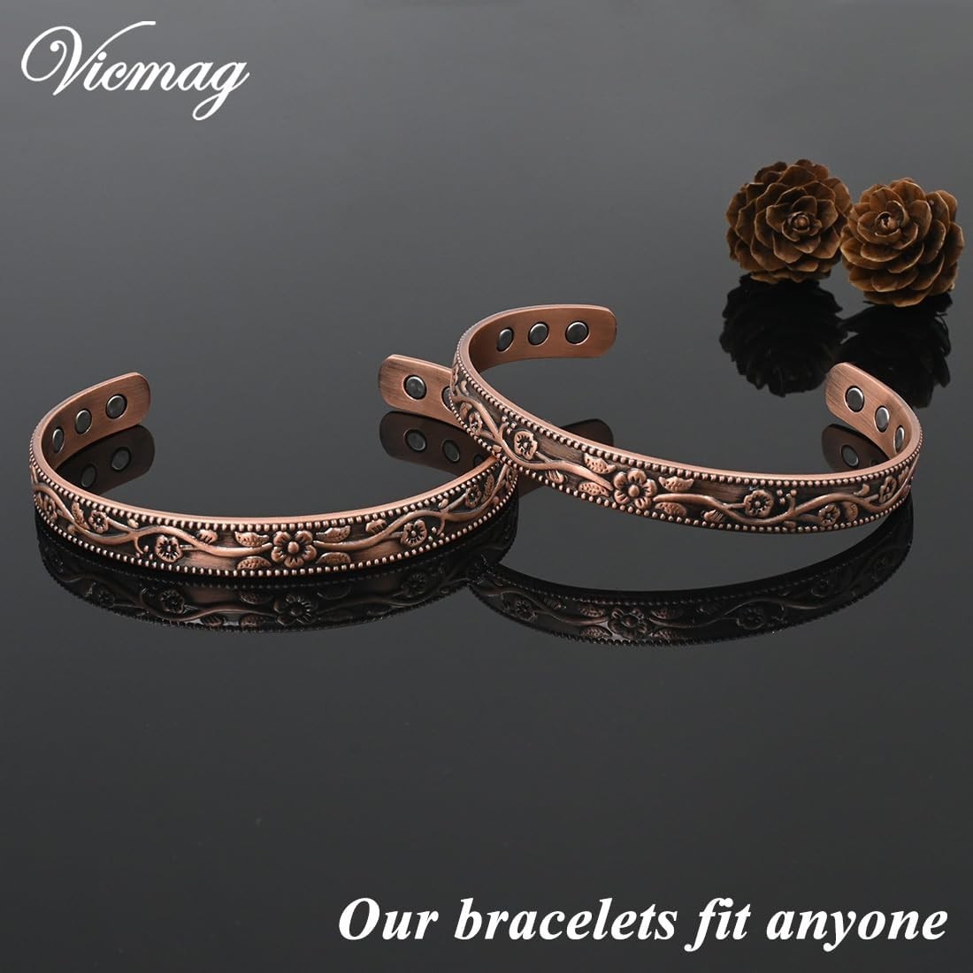 Copper Magnetic Bracelet for Women Ultra Strength Magnetic Bracelets 99.9% Pu…