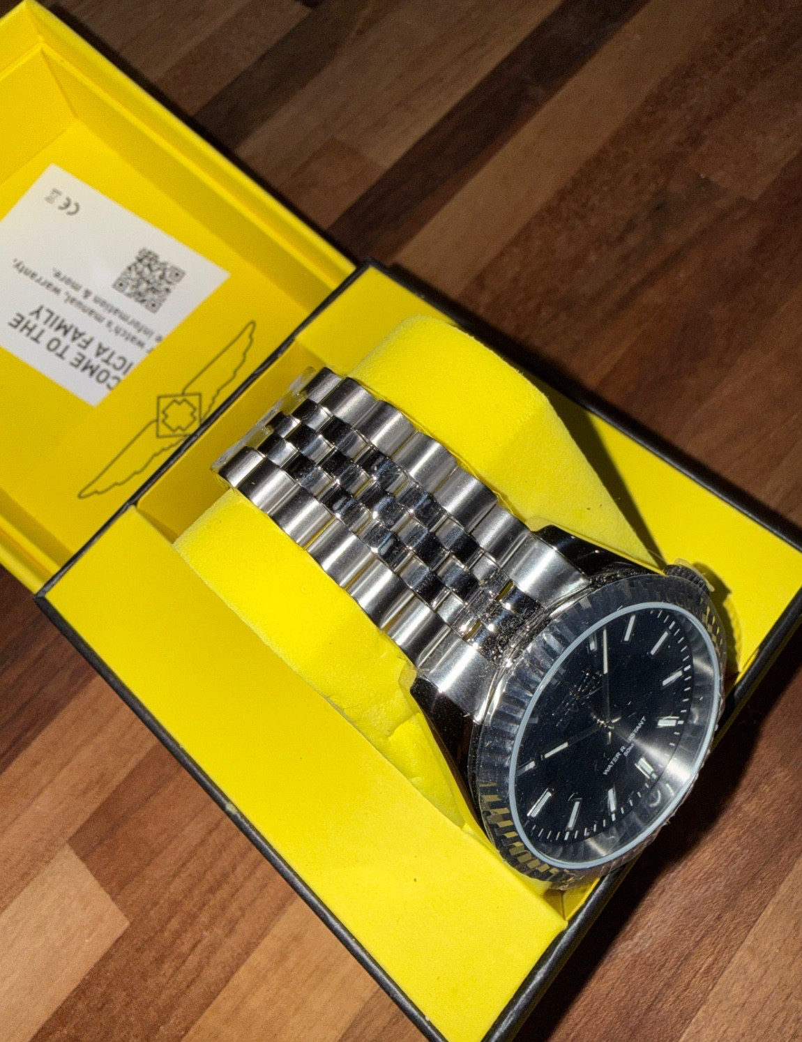 Invicta Men’s Stainless Steel Black Dial Quartz Watch with Original Box