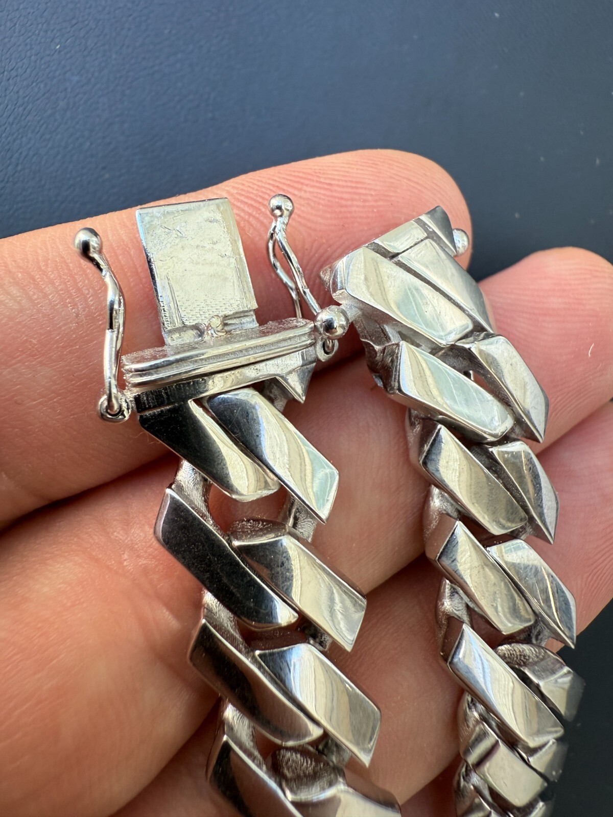 Monaco Prong Cuban Link Bracelet Hollow Rhodium Real 925 Silver 9-13mm ITALY