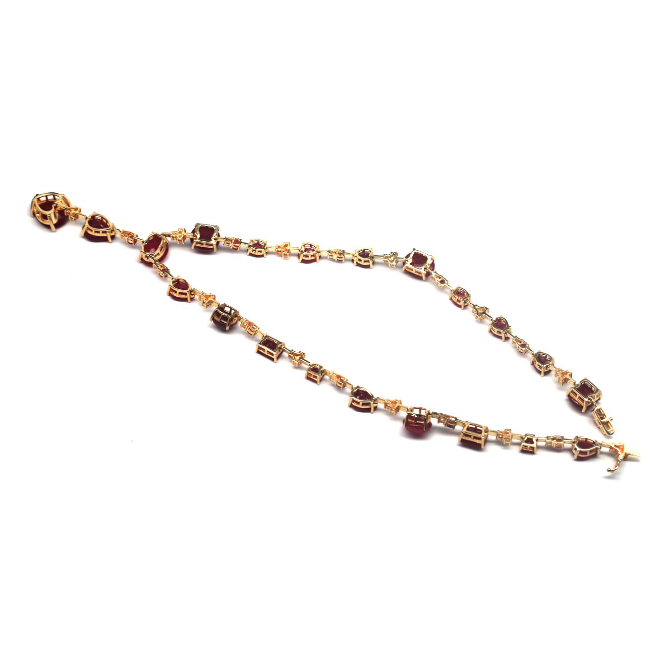 Thai Handmade 13 x 15 mm. Red Ruby White Zircon Necklace 17.0 in