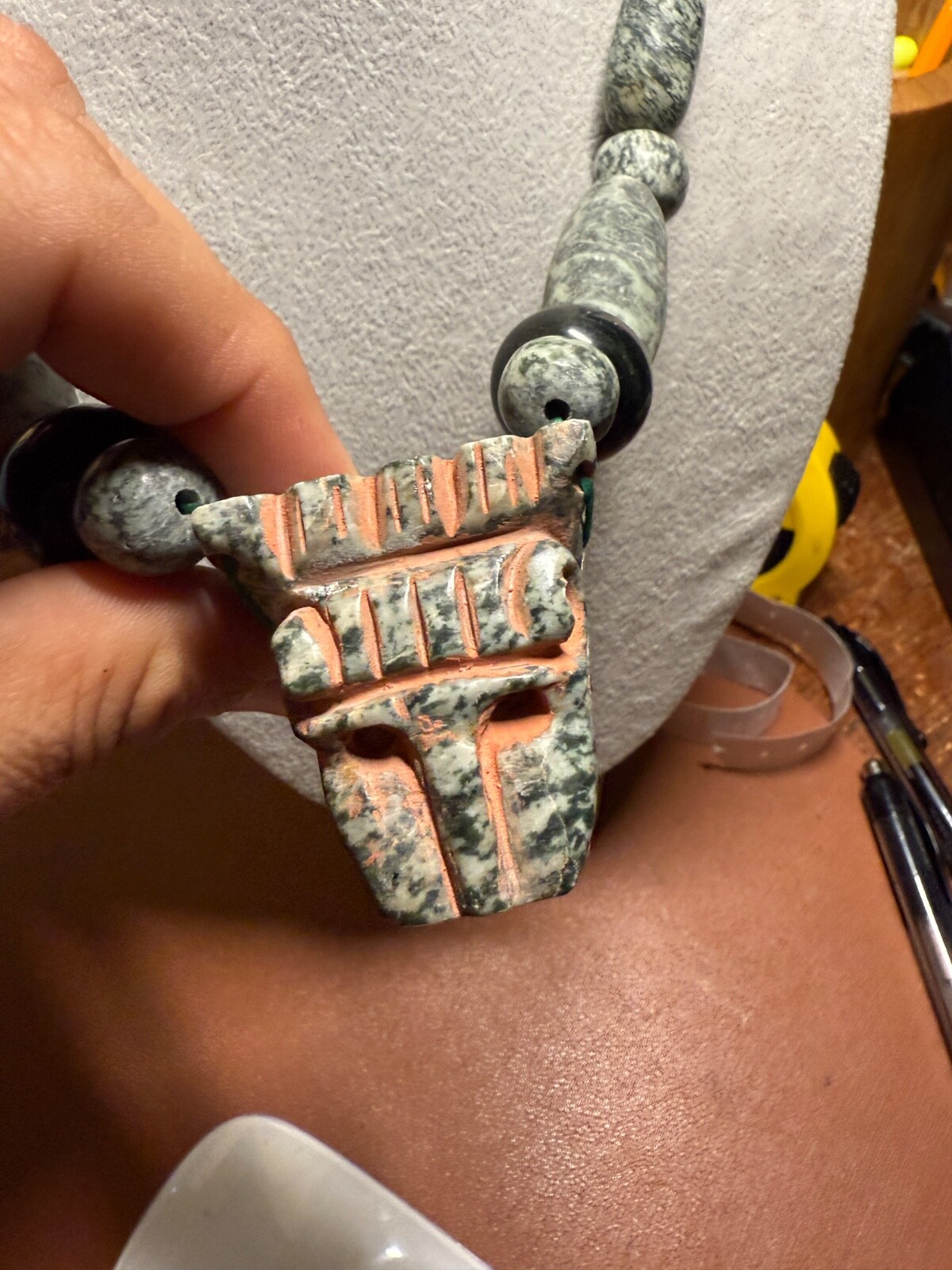 Granite Quetzalcoatl Feathered Serpent Pendant Kukulkan Mayan Plumed Serpent #14