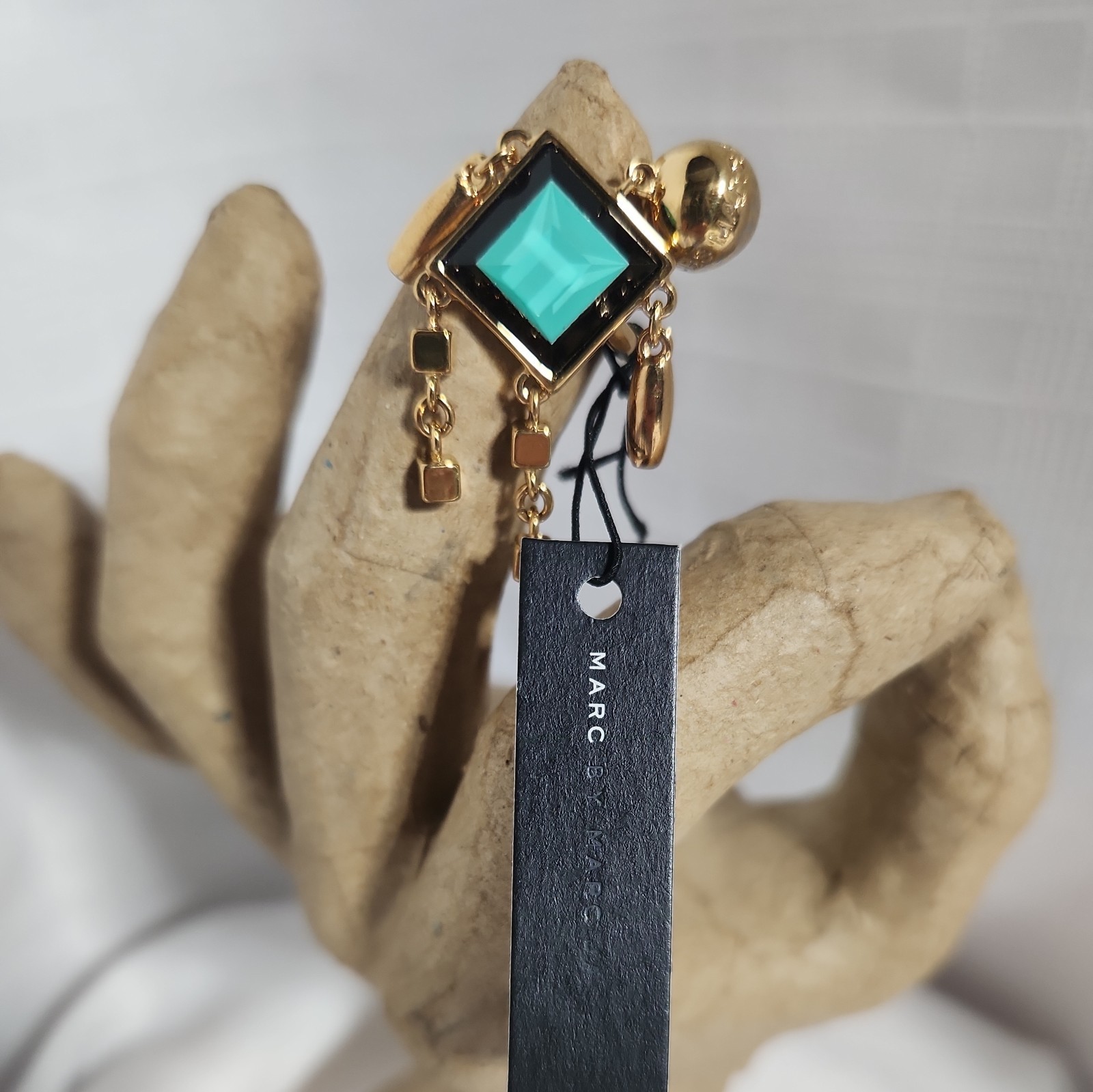 Marc By Marc Jacobs Womens Stacked Figure Block Dusty Jade Green Ring – Size – 7