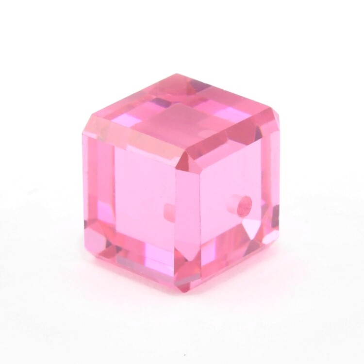 CUBIC ZIRCONIA PINK COLOR 10 MM CUBE SIDE DRILLED F-4255