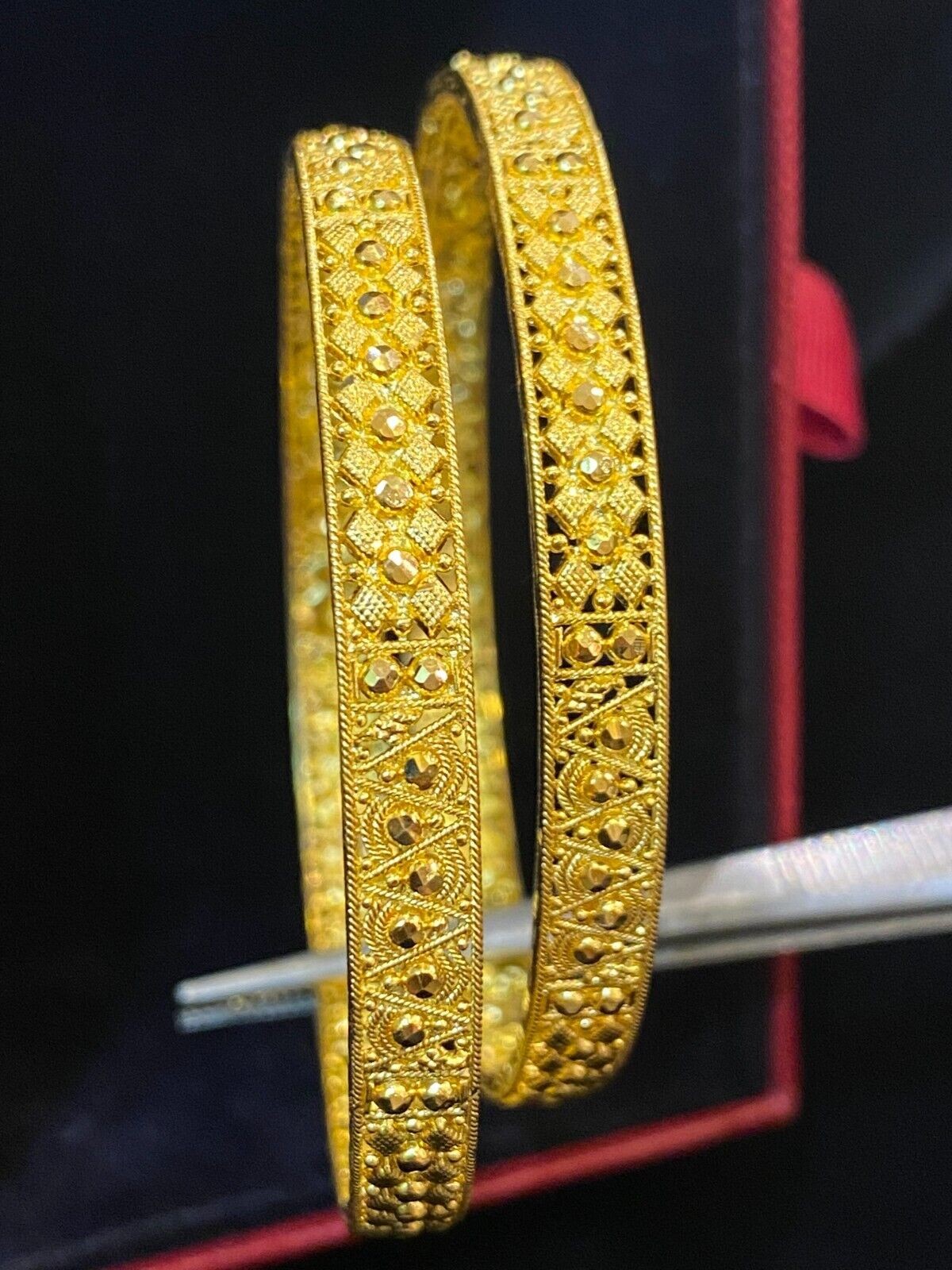 Classy Dubai Handmade 6.40MM Bangles Bracelet In 916 Solid 22K Yellow Gold