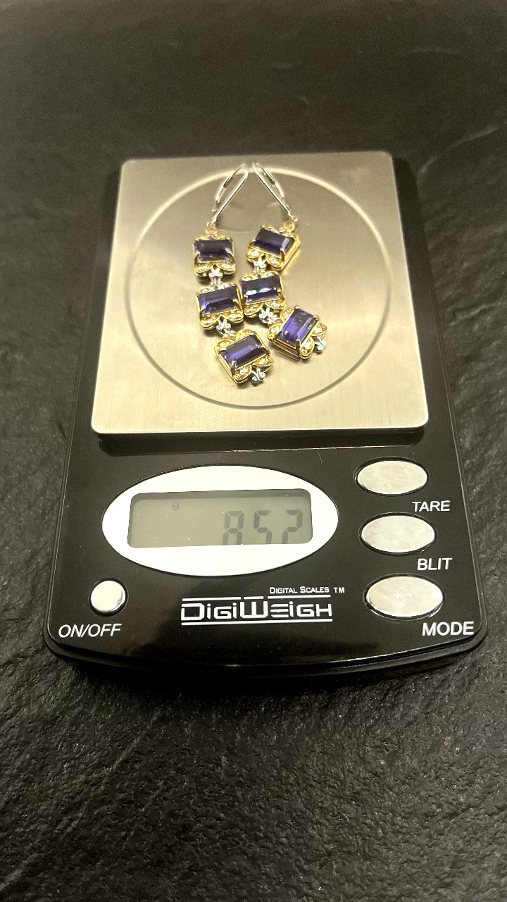 Michael Valitutti Gems En Vogue 925 Sterling Sil 18K YG Pltd Iolite Earrings NWT