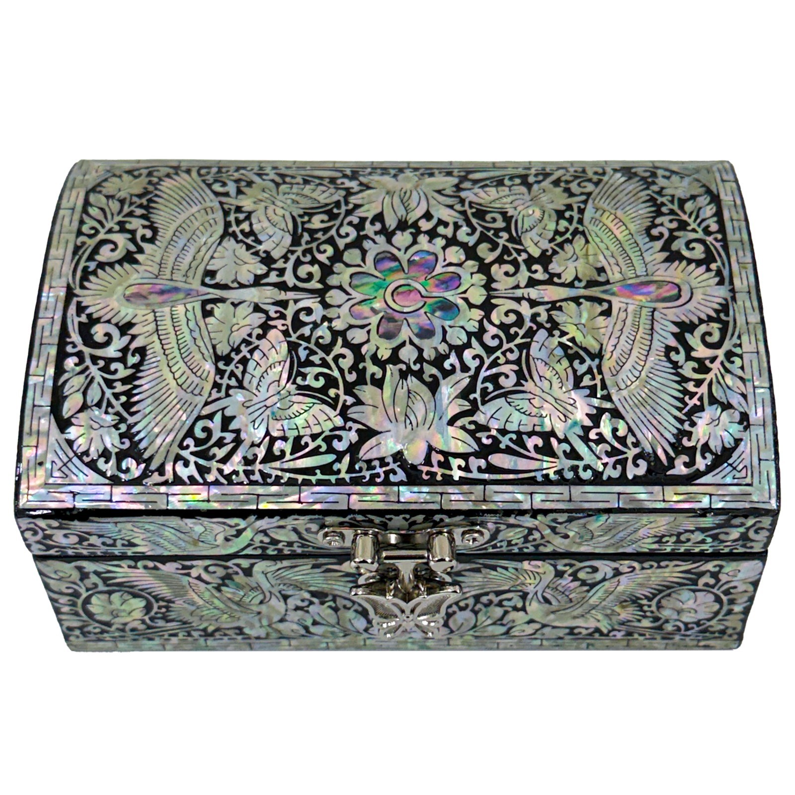 Korea Traditional Mother of Pearl Crane Jewelry Box wood trinket box