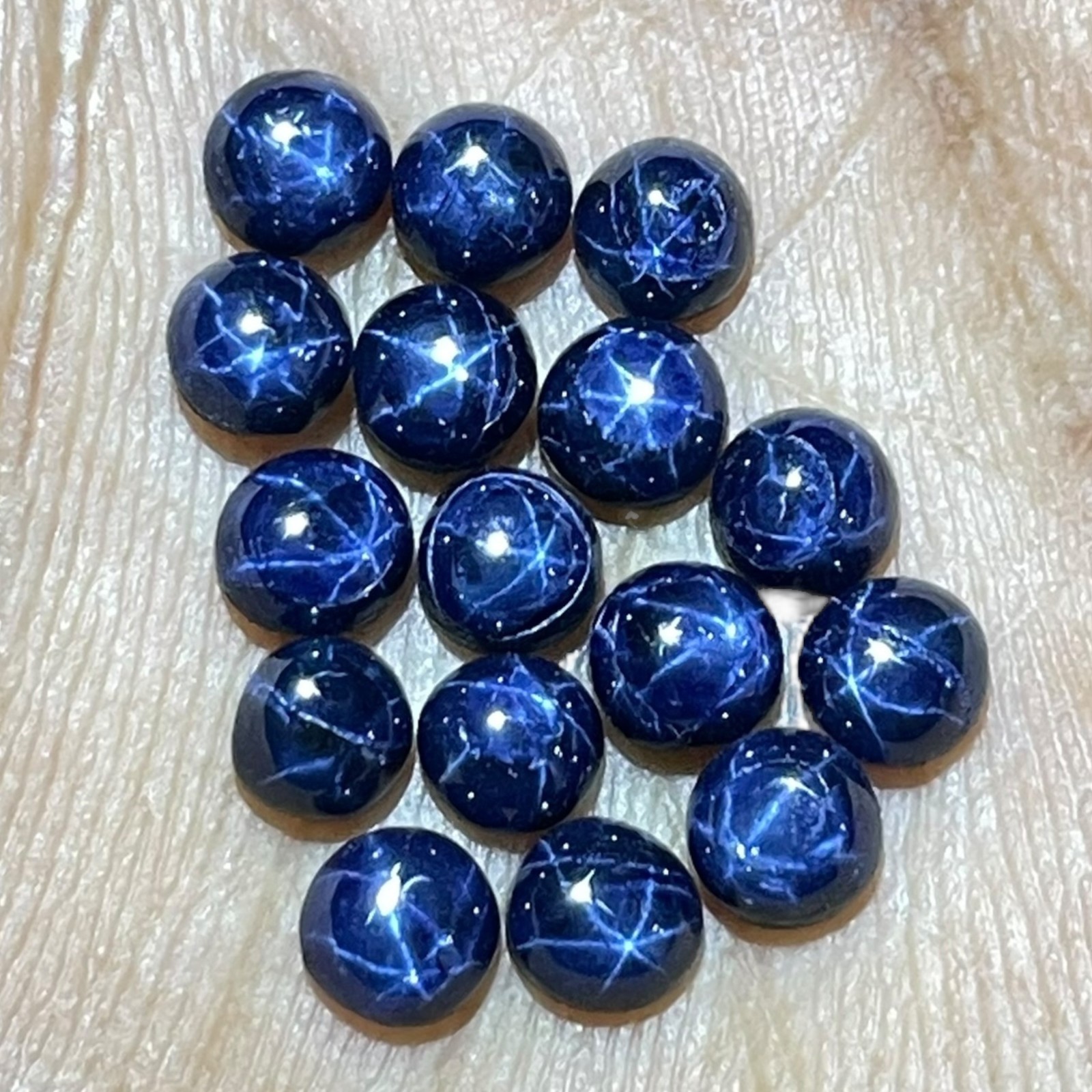 16 Pcs Natural Star Blue Sapphire 4mm Round Loose Cabochon Gemstones Lot