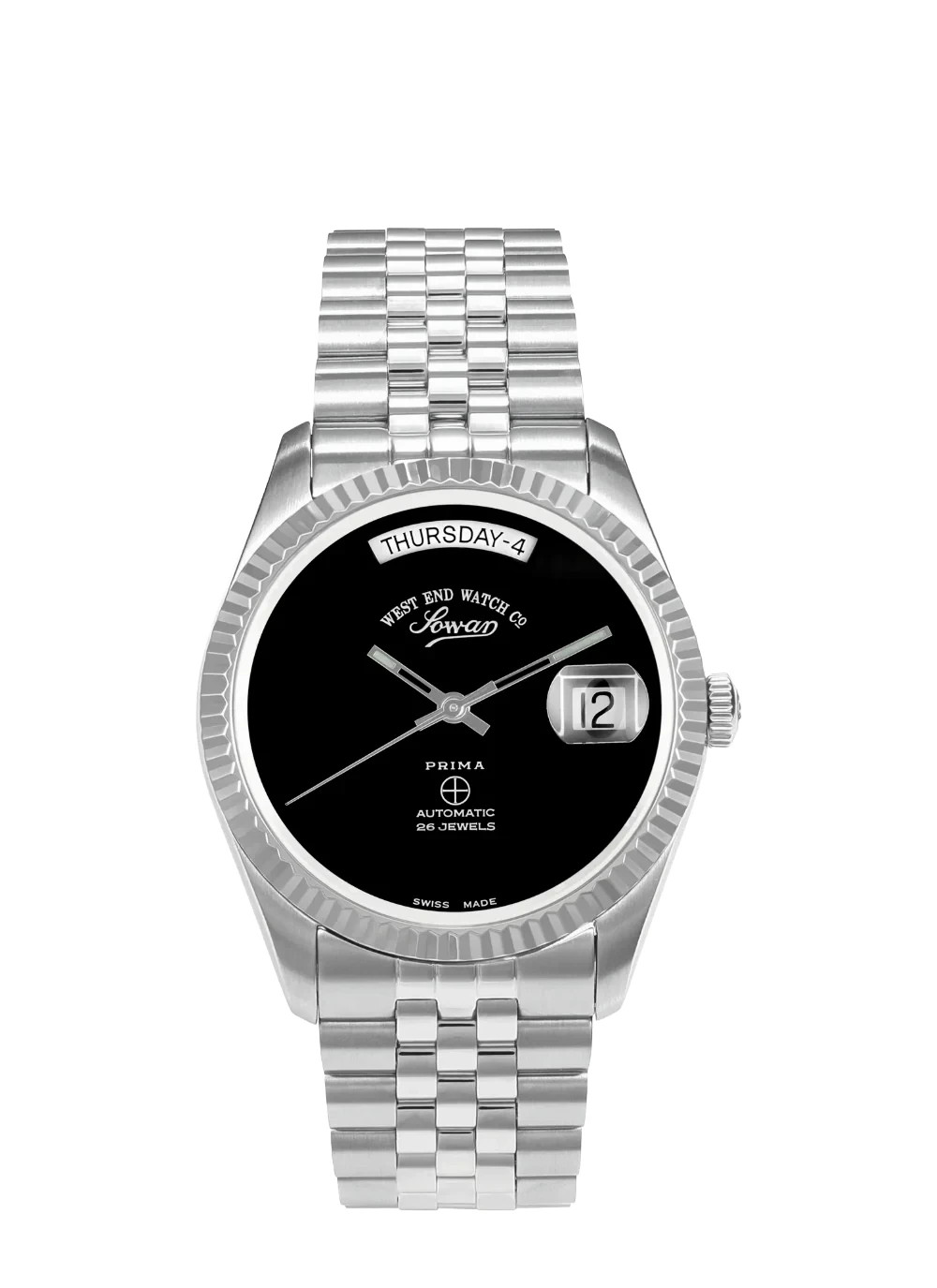 West End Sowar Prima Automatic 37mm Onyx Dial Swiss Made Day-Date 25 Jewels
