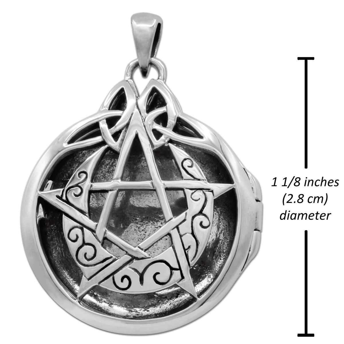 Sterling Silver Crescent Moon Pentacle Aromatherapy Scent Locket Dryad Design