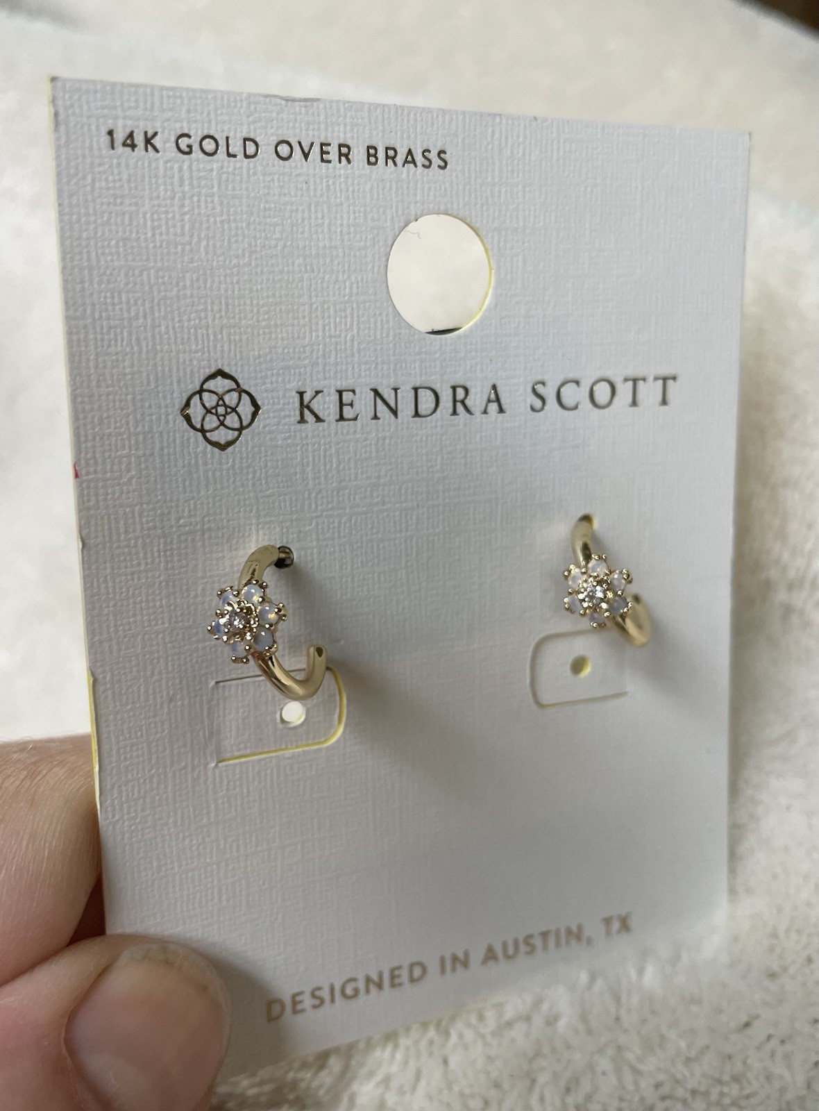 Kendra Scott 14K Gold Over Brass AYLSSA Post Hoop Earrings Floral T1790