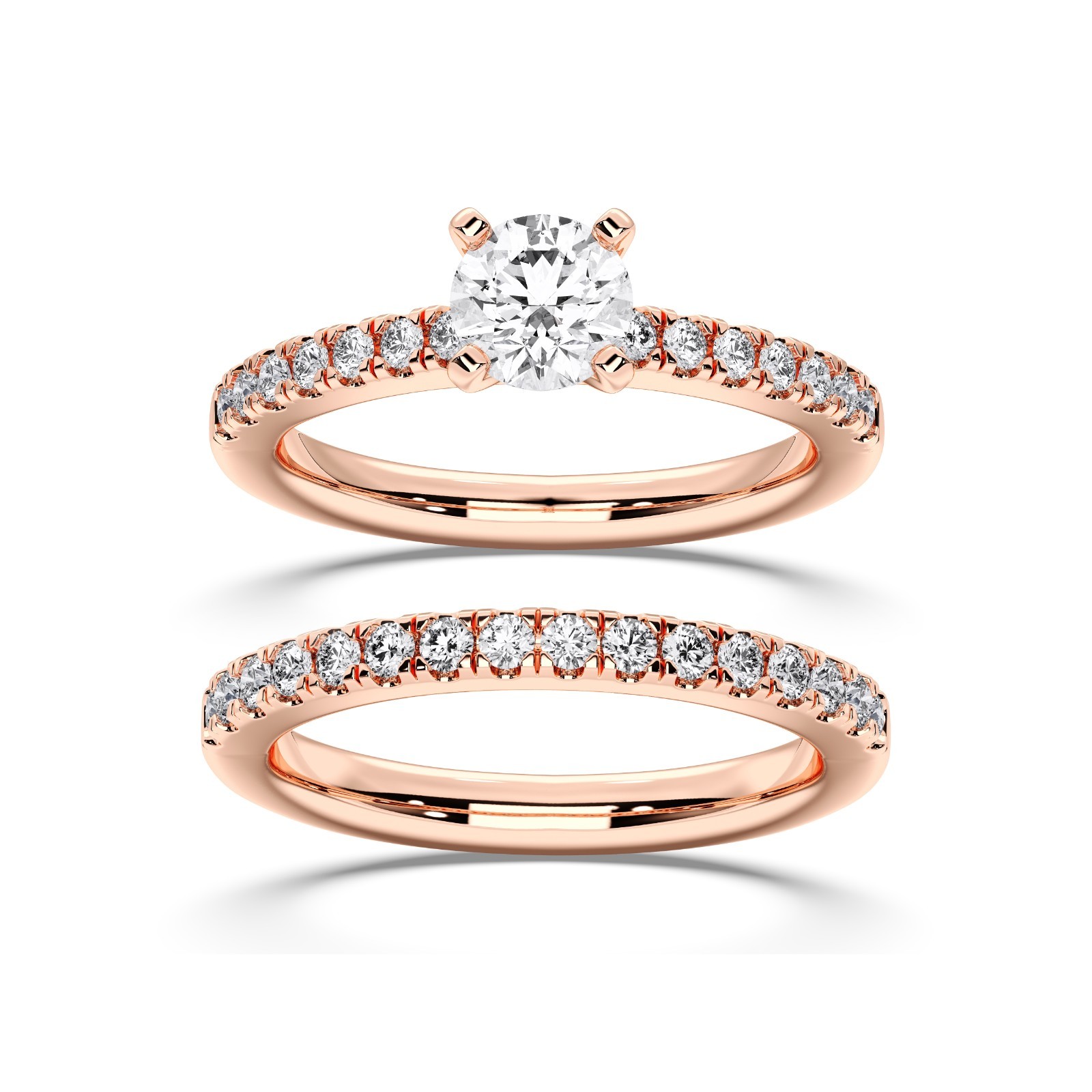 1.45 Ct Round Cut Moissanite Stone Engagement Ring With Matching Band in Silver