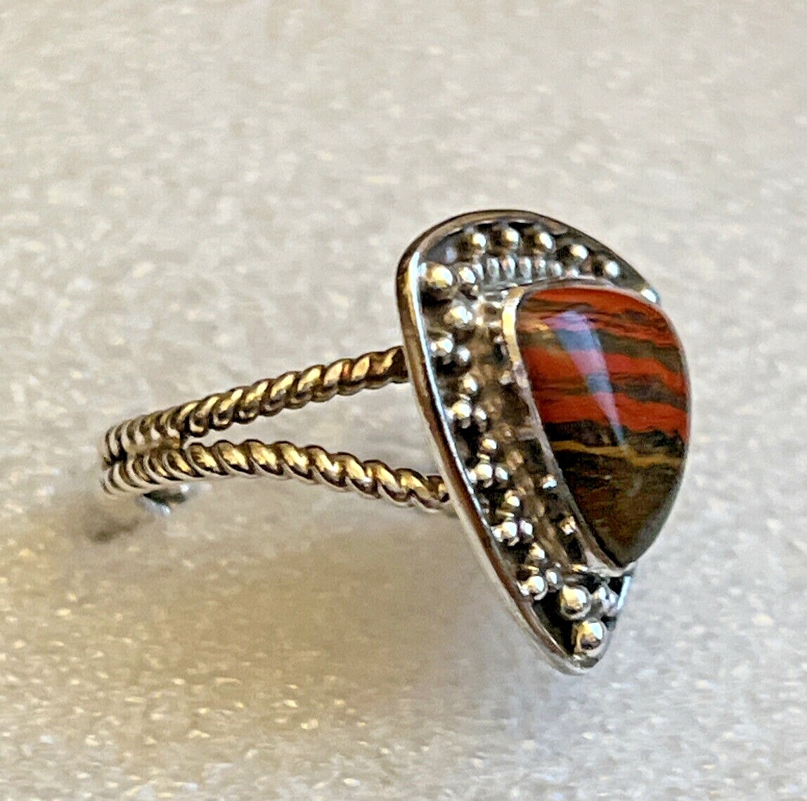 Australian Snake Skin Jasper Sterling Silver Ring (Size 10.0) TGW 4.48 cts.