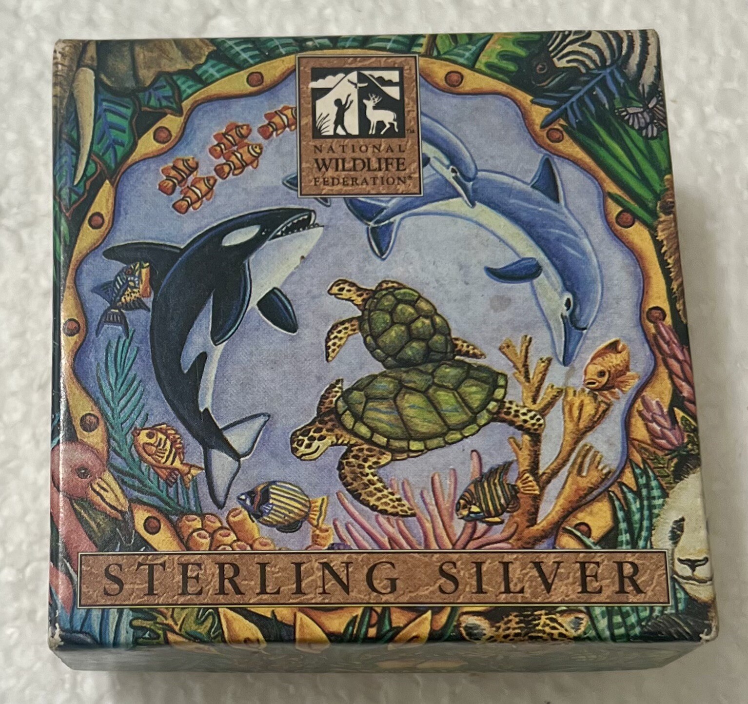 1990s Sterling Silver NWF National Wildlife Federation DOLPHIN Earrings 6g w/Box