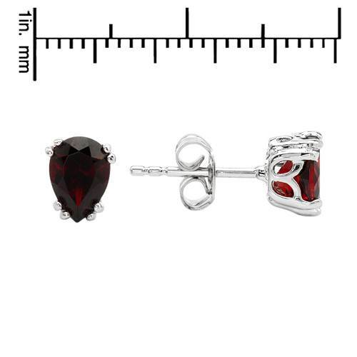 1.90 CARAT PEAR SHAPE 6MMX7MM GARNET STUD EARRINGS IN 925 STERLING SILVER
